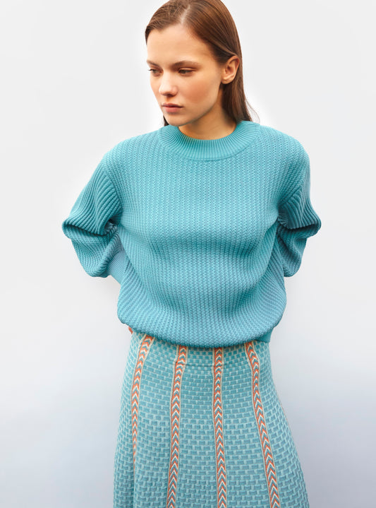 cable-knit sweater