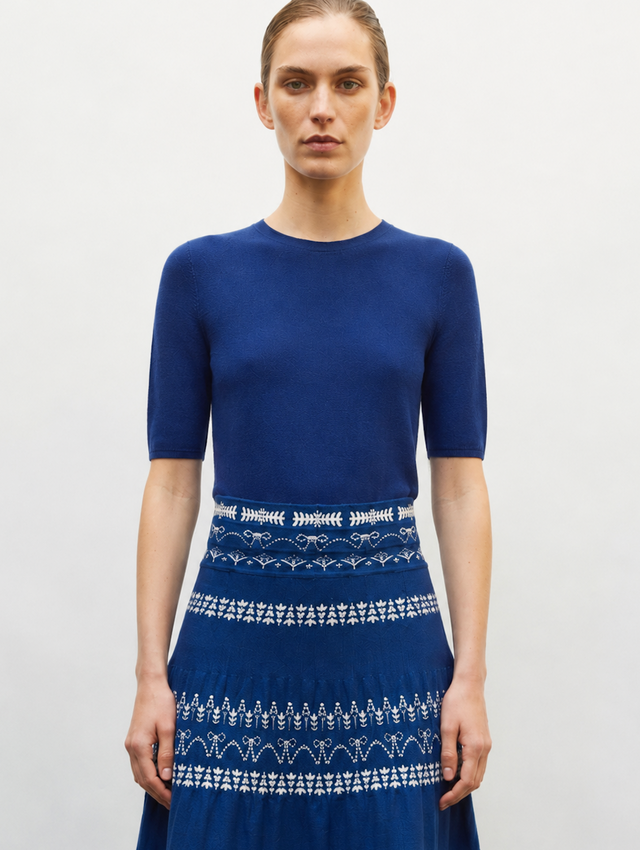 Top fin maille manches coudes - Image principale