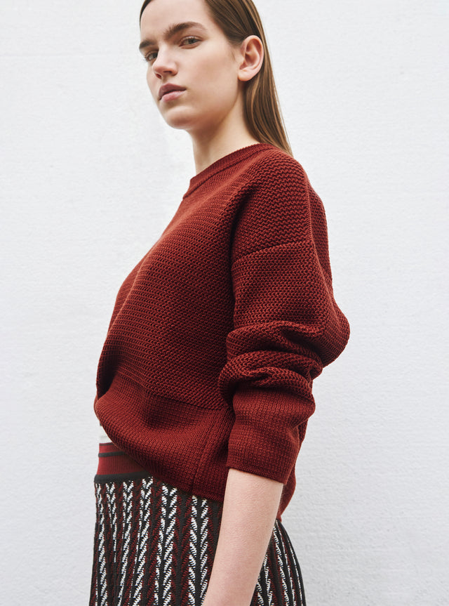short sweater in wavy knit - Image principale