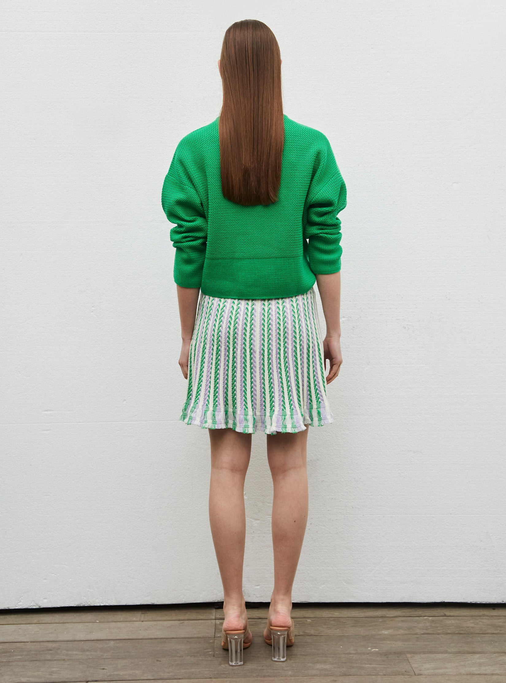 Pull court en maille ondulée - Vêtement de luxe femme
