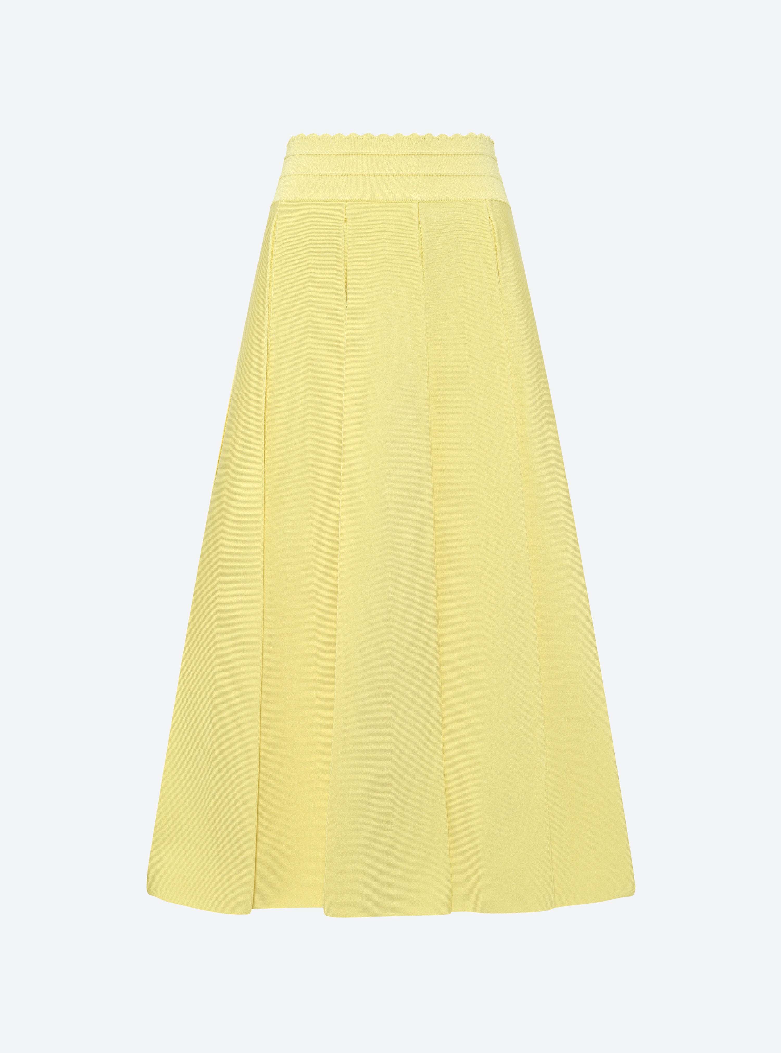 Jupe longue maille compacte larges plis Lime - Vêtement de luxe femme