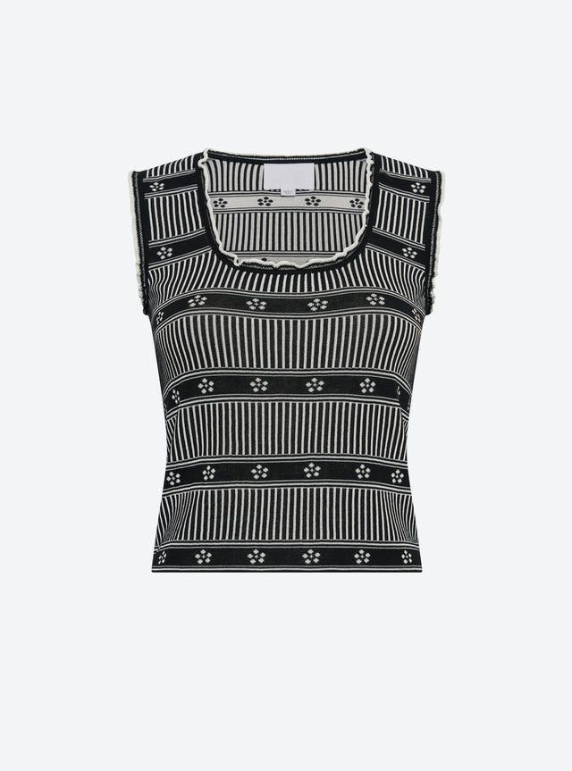 Knit tank top with mini flowers - Image principale