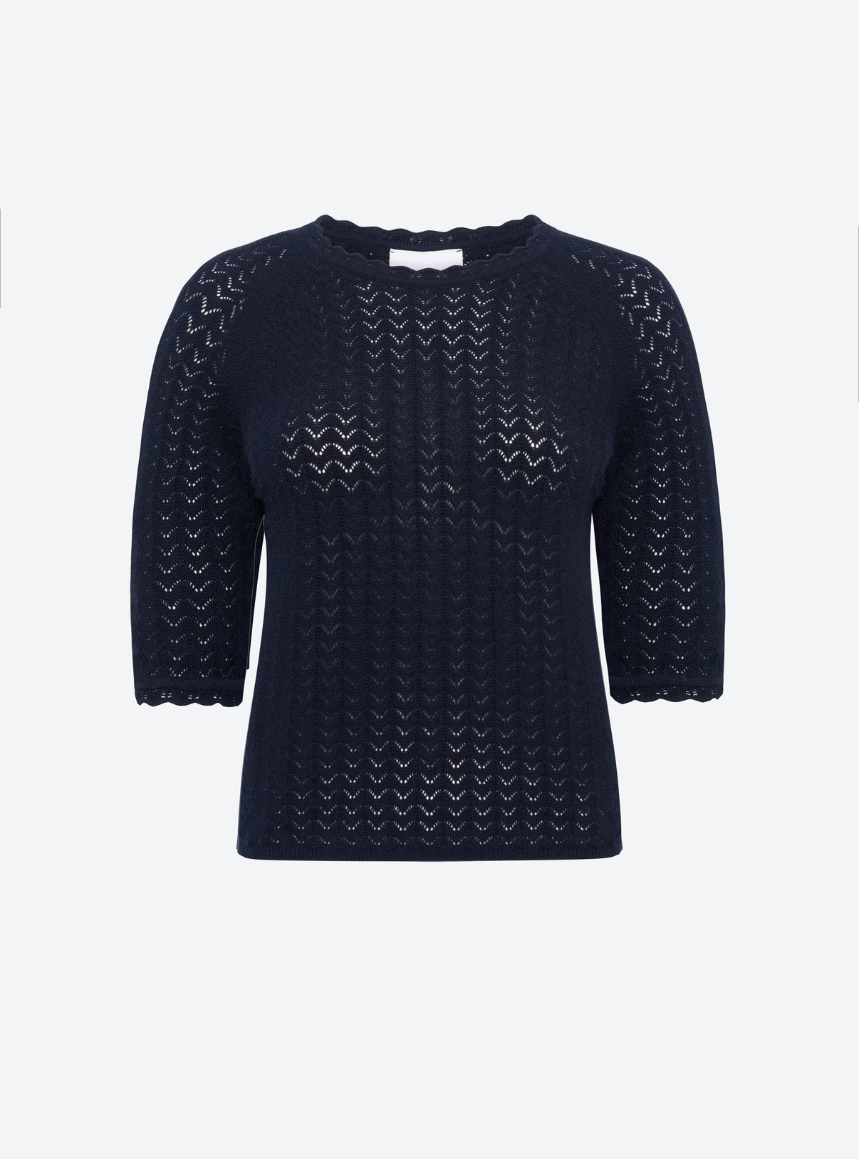 Top manches coudes maille pointelle Nuit - Top de luxe 