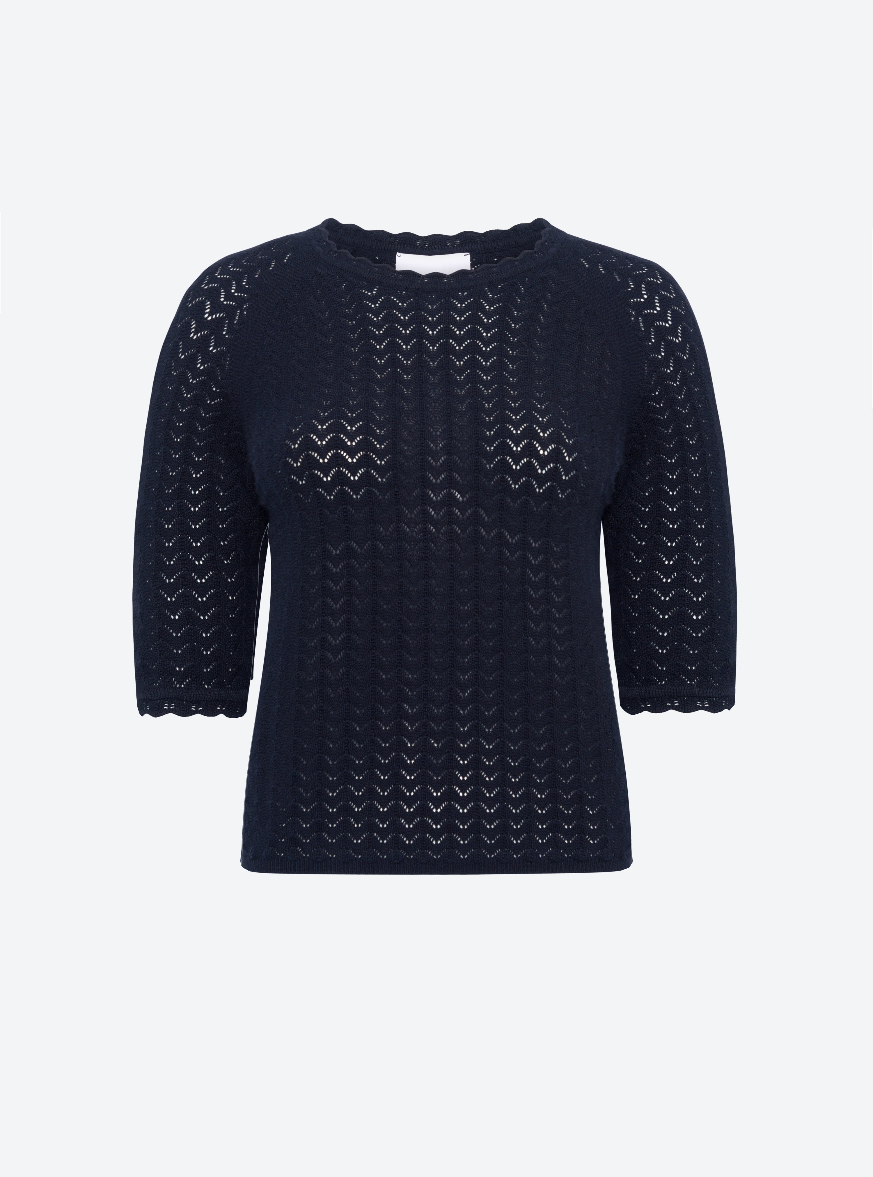 Top manches coudes maille pointelle Nuit - Top de luxe 