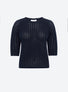 Top manches coudes maille pointelle Nuit - Top de luxe 