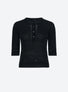 Top délicat maille crochet Noir Profond - Top en maille de luxe Molli