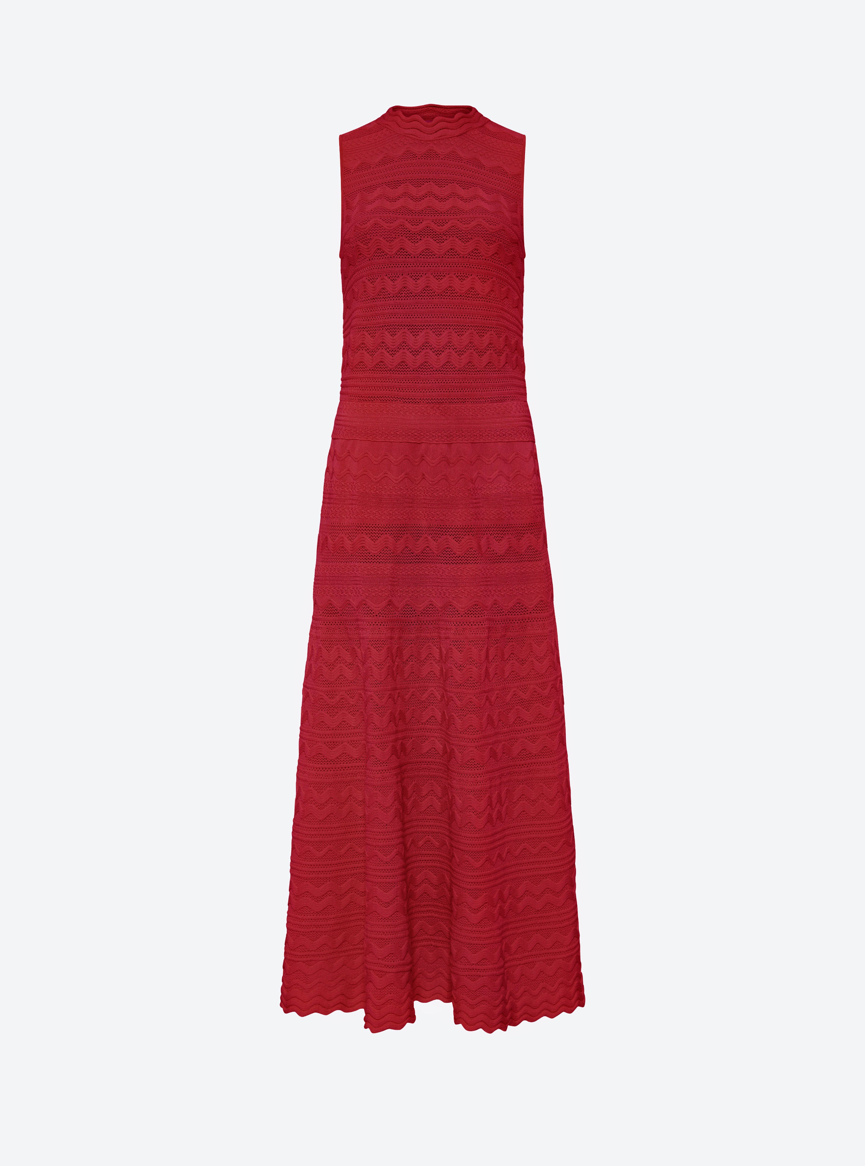 Robe de luxe femme - Robe longue en maille croquet rouge brûlé