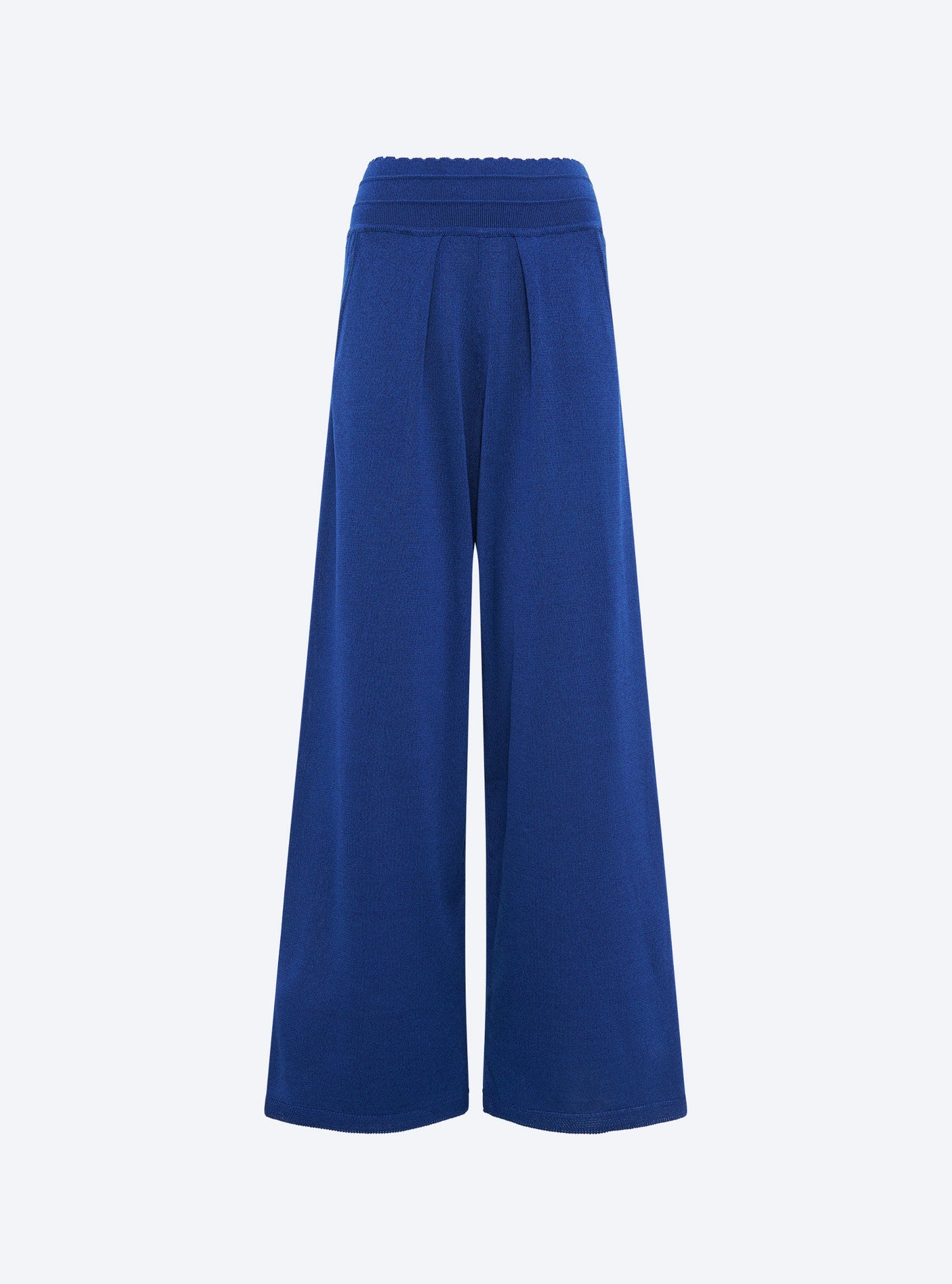 Pantalon fluide maille légère bleu faïence - Pantalon de luxe_packshot