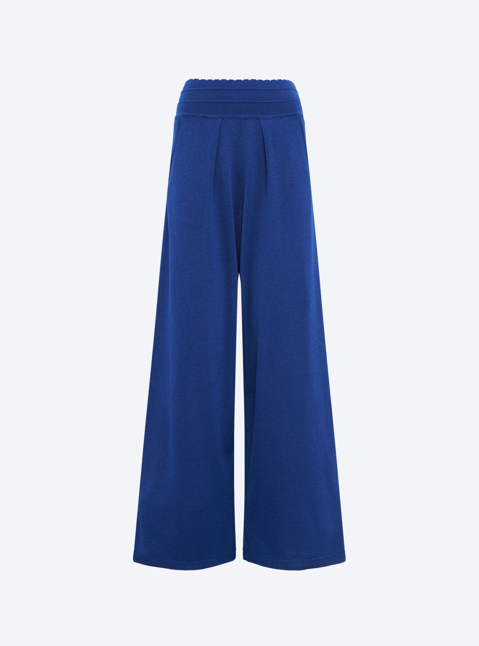 Pantalon fluide maille légère bleu faïence - Pantalon de luxe_packshot