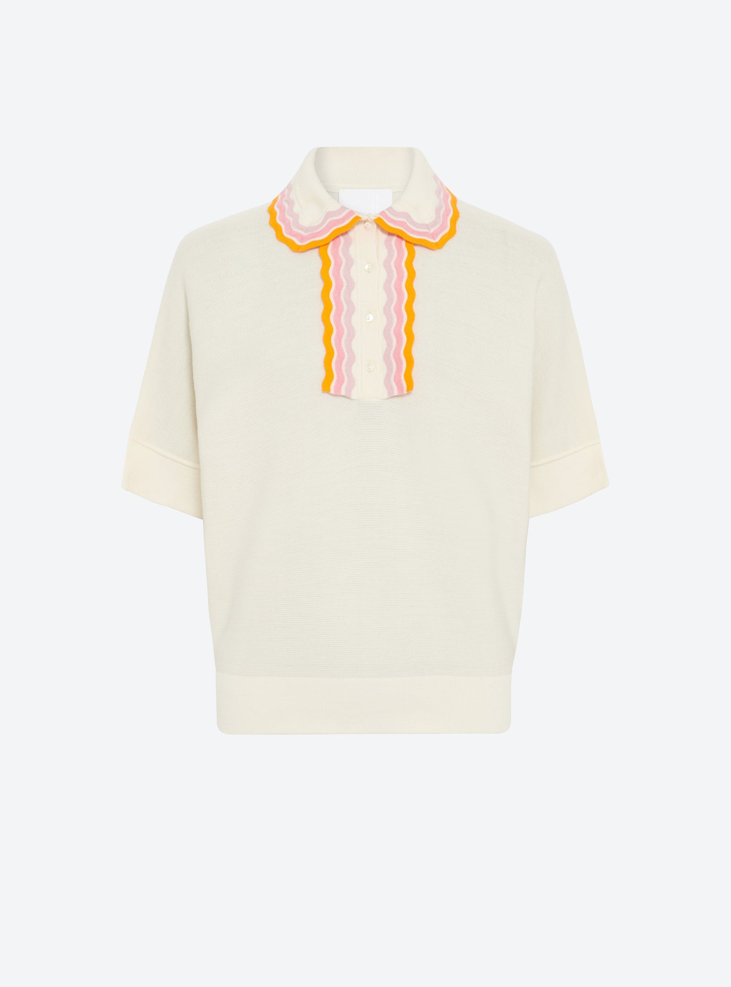 Top ample maille col croquet naturel-multi rose - Molli