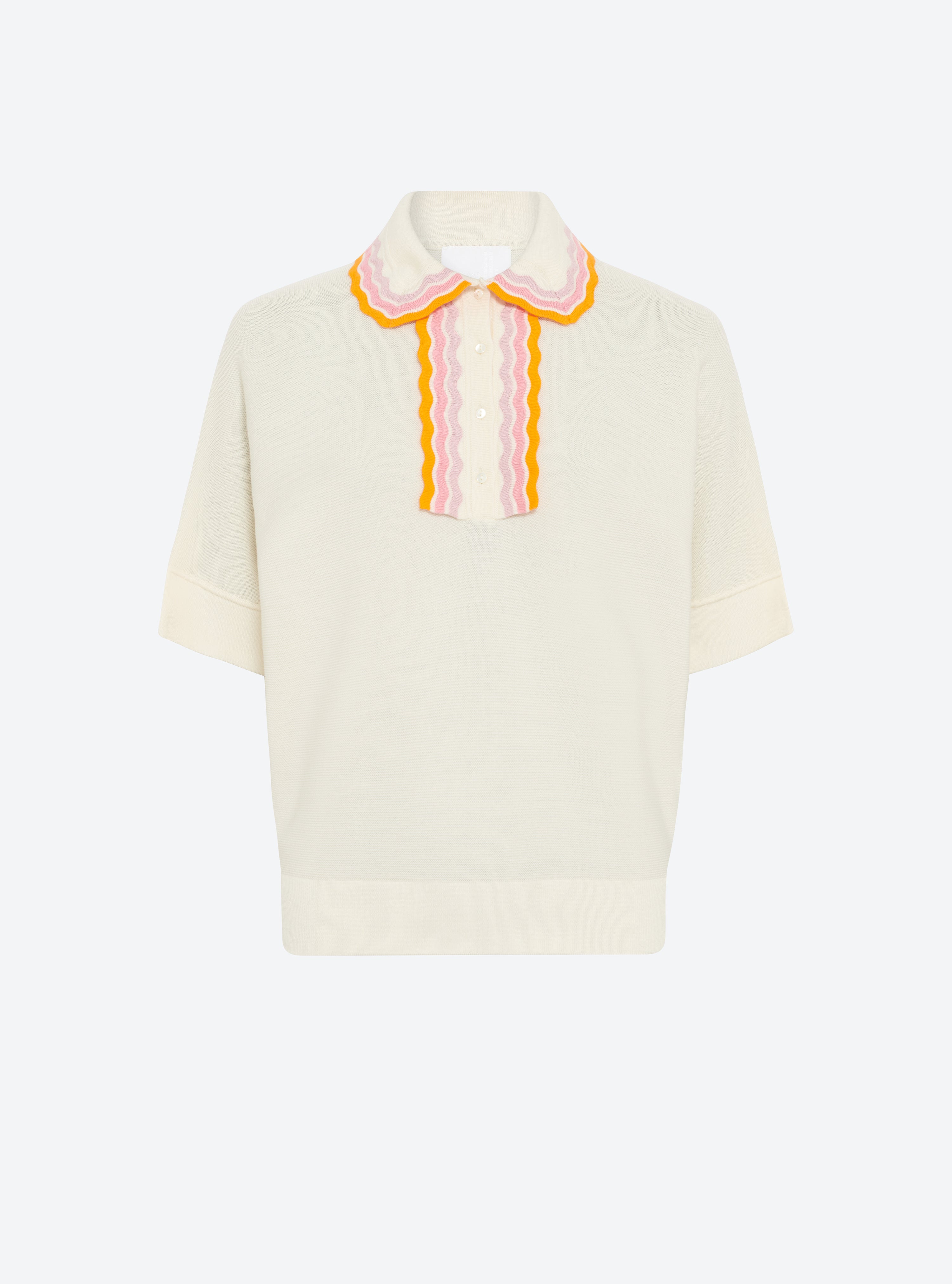 Top ample maille col croquet naturel-multi rose - Molli