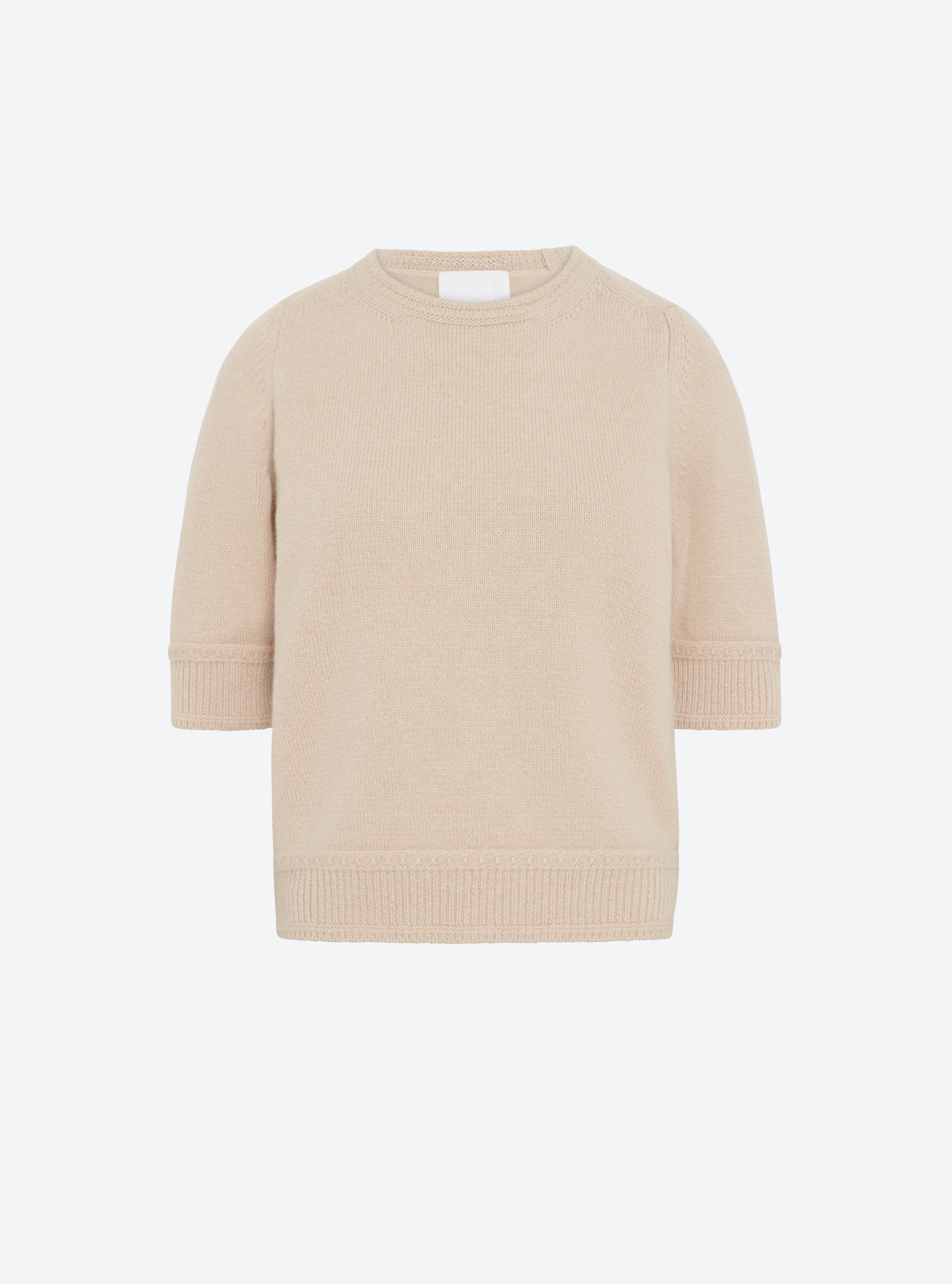 Top en maille de luxe Molli - Top maille manches coudes muesli