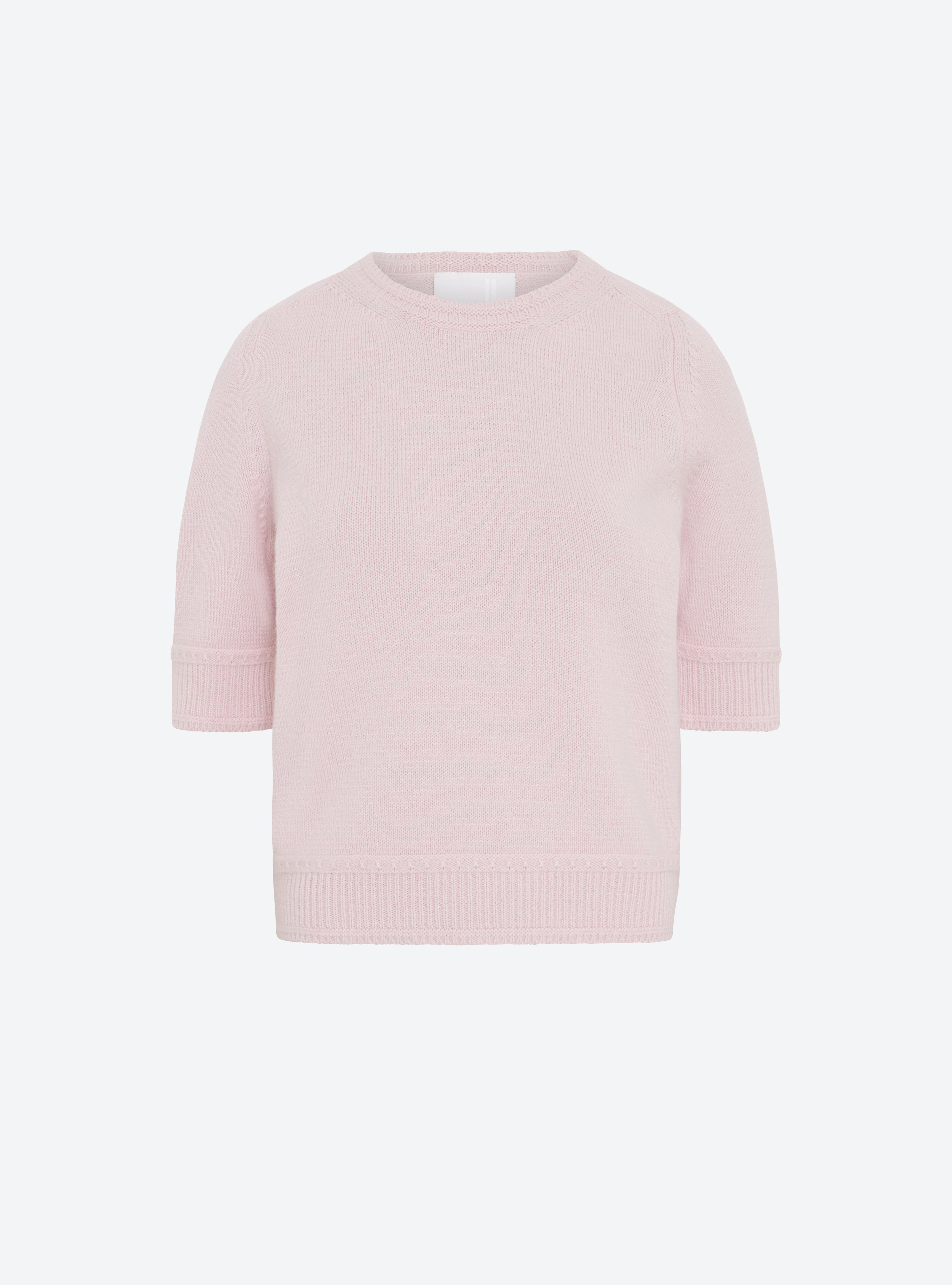 Top en maille de luxe Molli - Top maille manches coudes rose doux