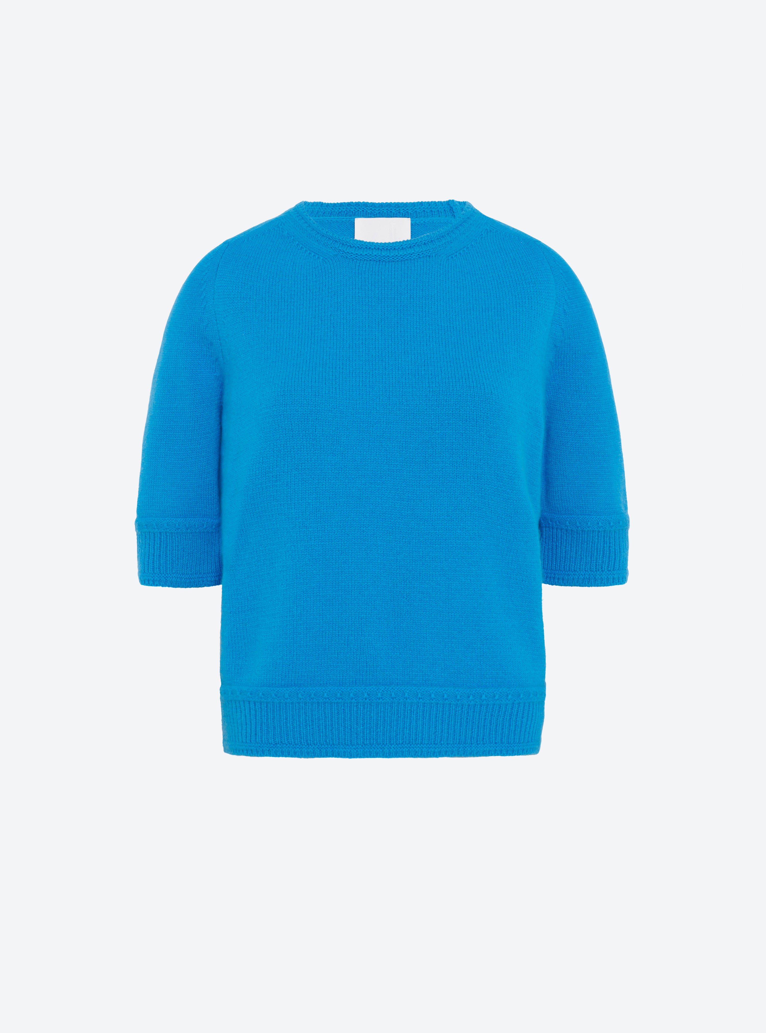 Top en maille de luxe Molli - Top maille manches coudes turquoise