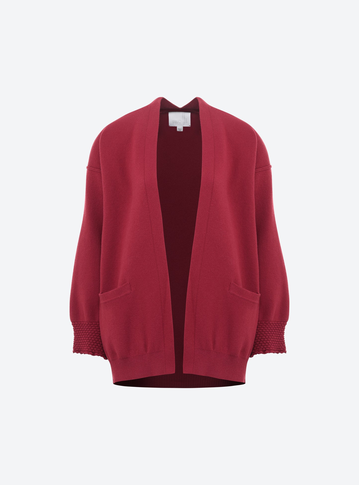 Cardigan en maille de luxe Molli - Cardigan finitions smockées rouge brûlé