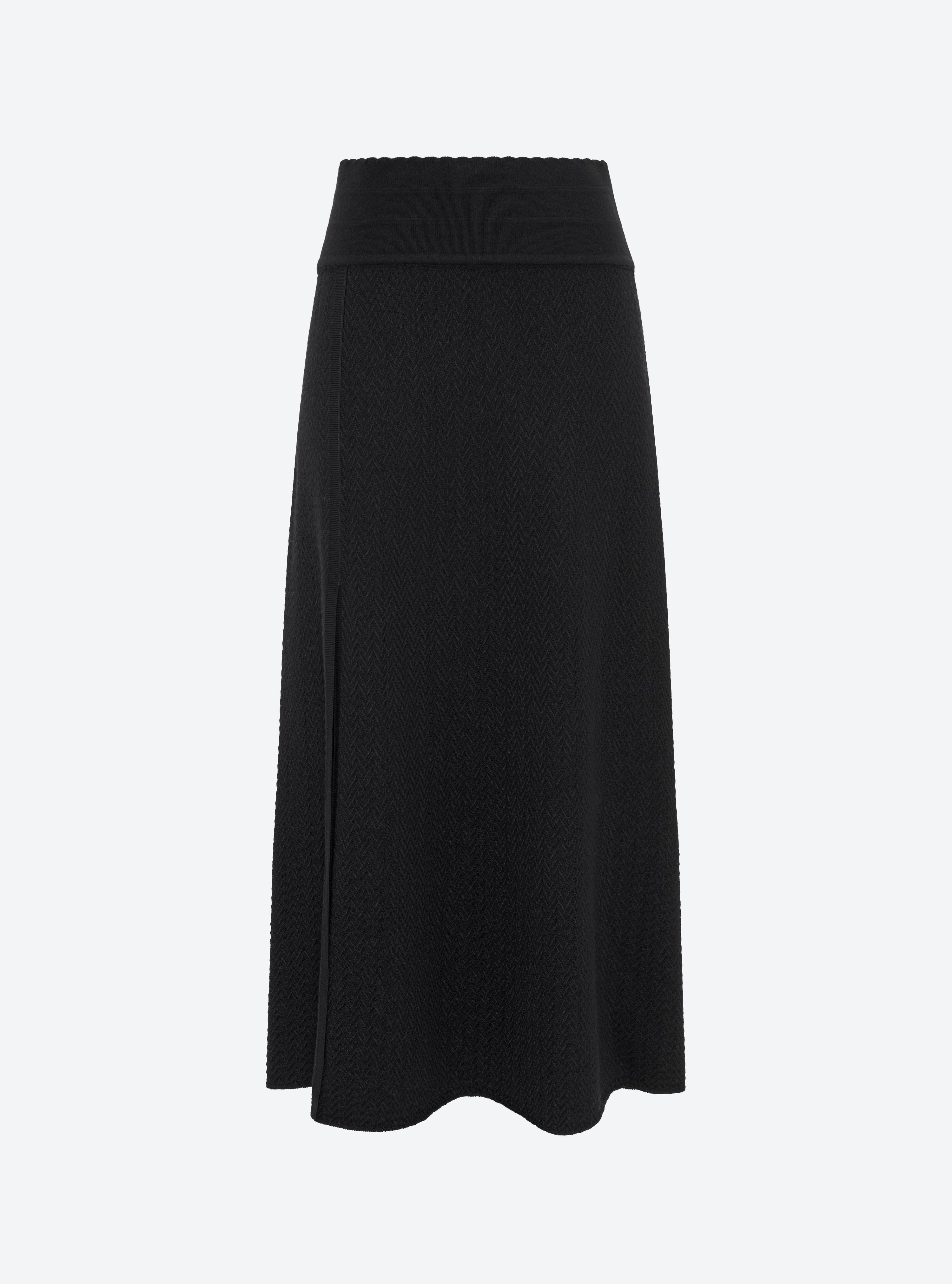 Jupe fendue maille chevron noir profond - Molli
