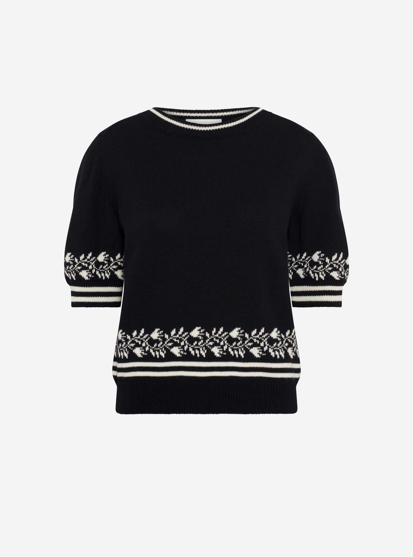 Top en maille de luxe Molli - Top maille details jacquard noir profond-naturel