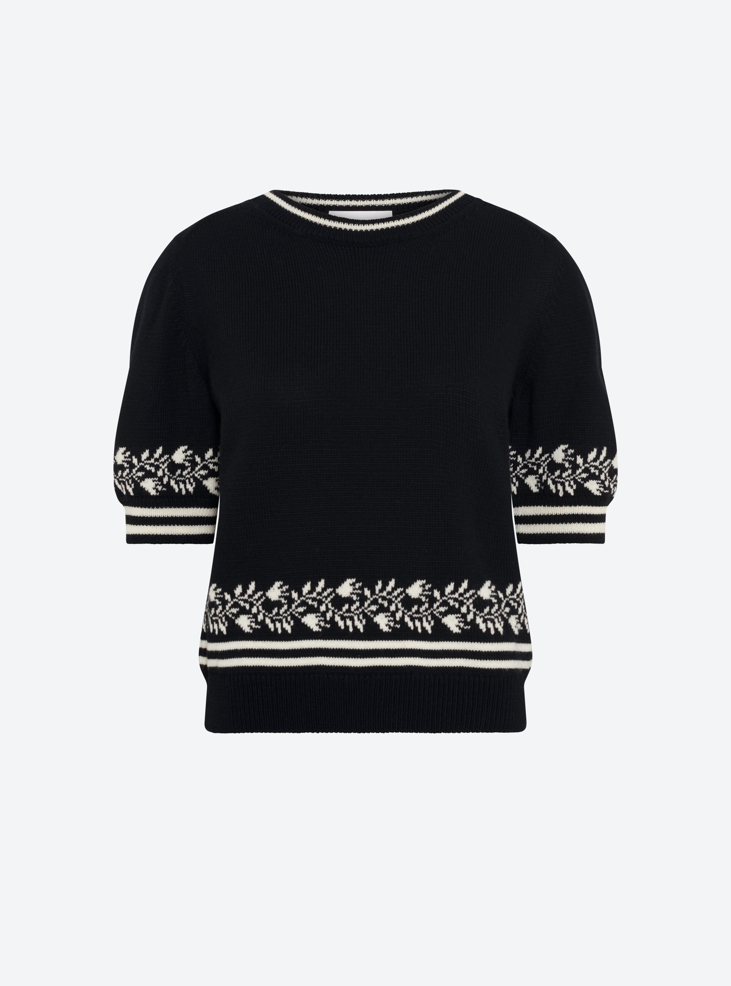 Top en maille de luxe Molli - Top maille details jacquard noir profond-naturel