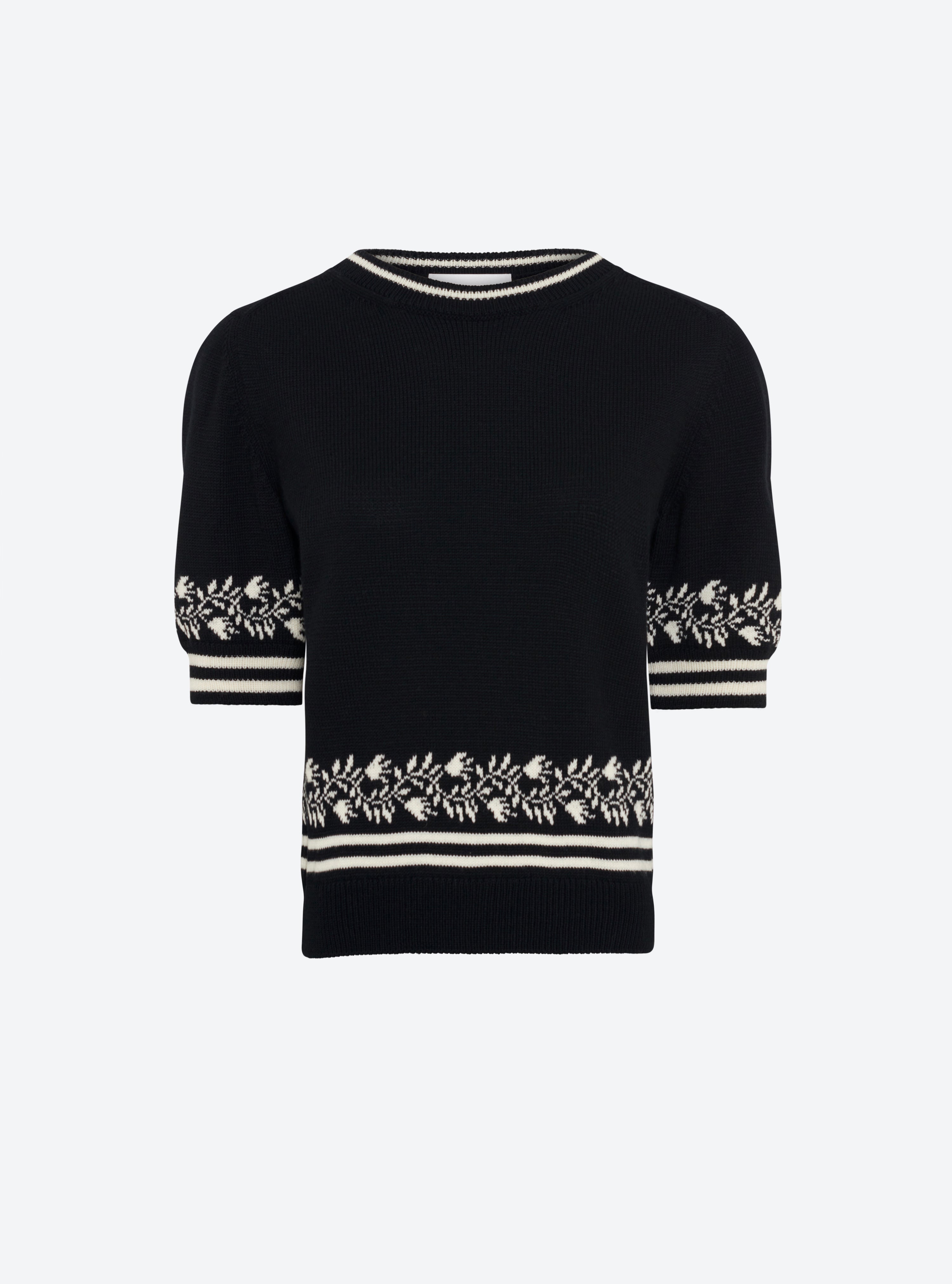 Top en maille de luxe Molli - Top maille details jacquard noir profond-naturel