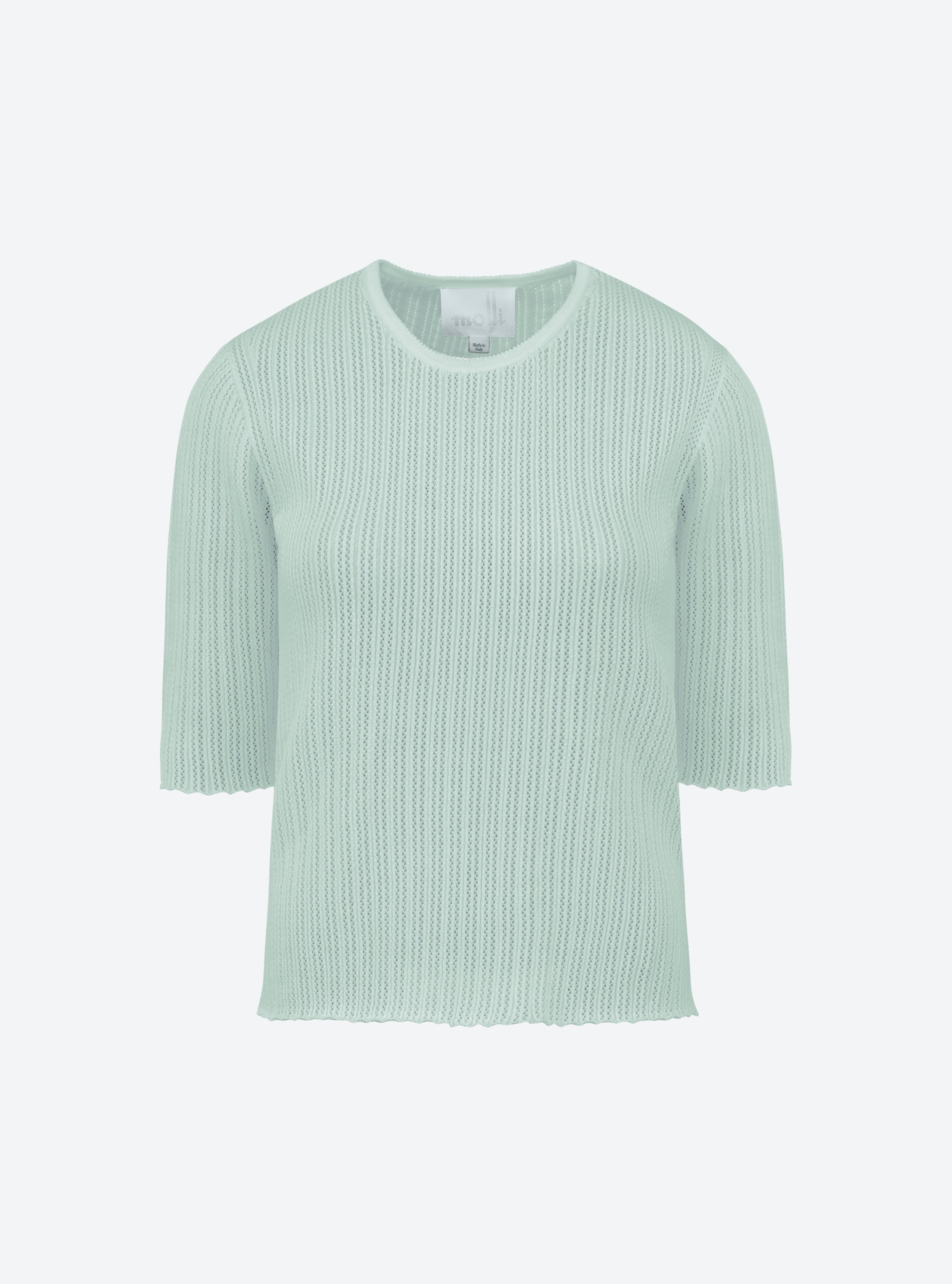 Top en maille de luxe Molli - Top fin maille pointelle jade