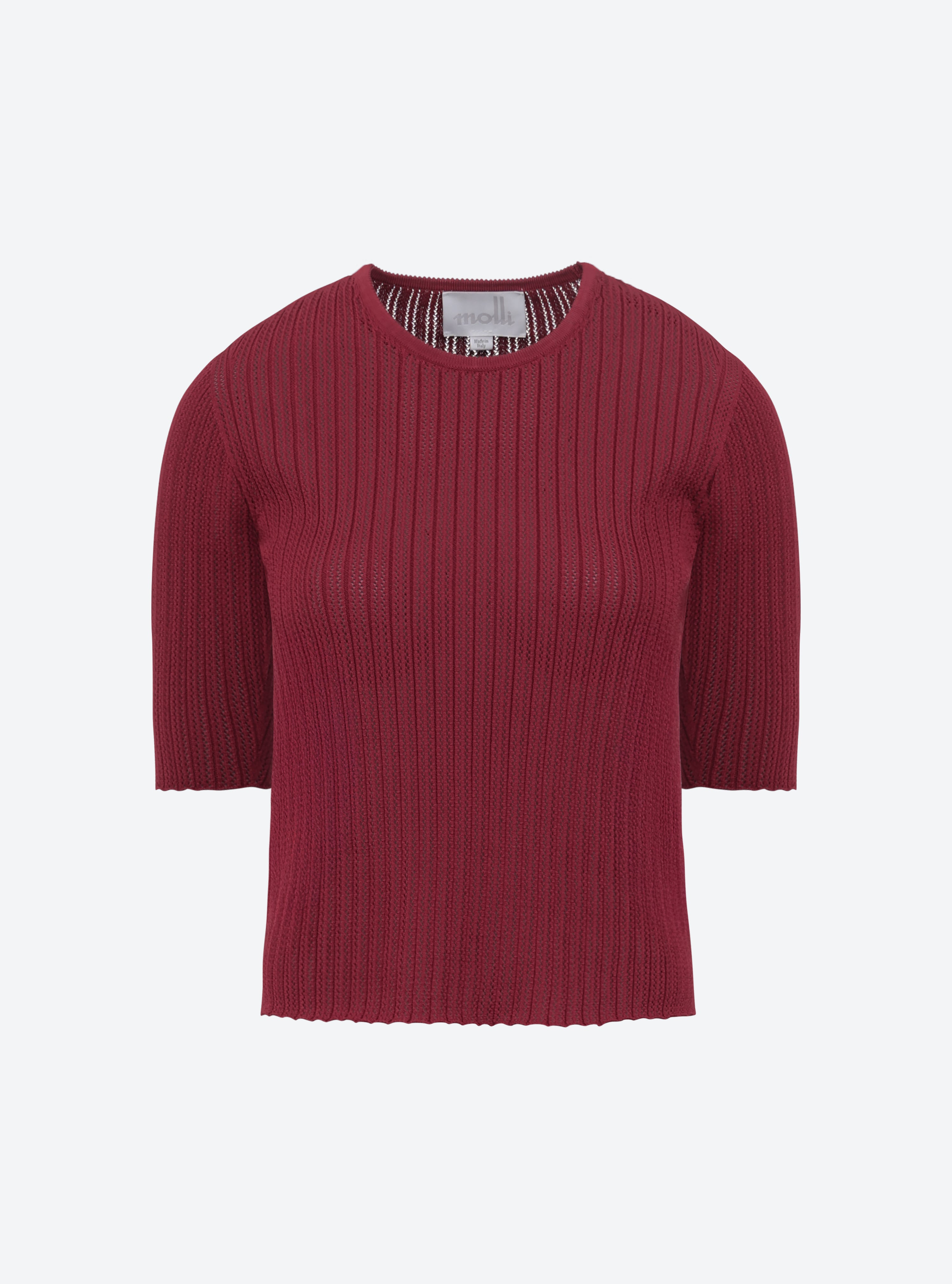 Top fin maille pointelle rouge brûlé - Molli