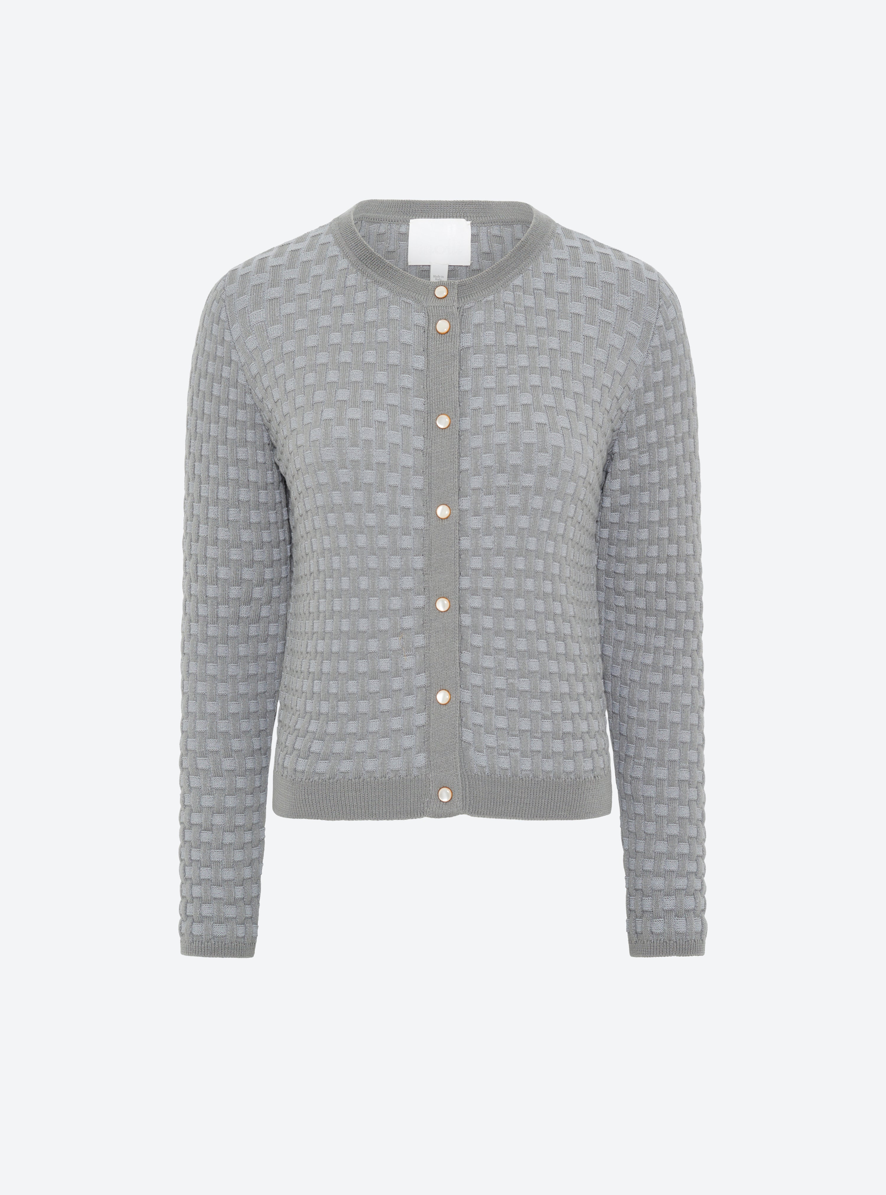 Cardigan en maille de luxe Molli - Cardigan maille cannage gris