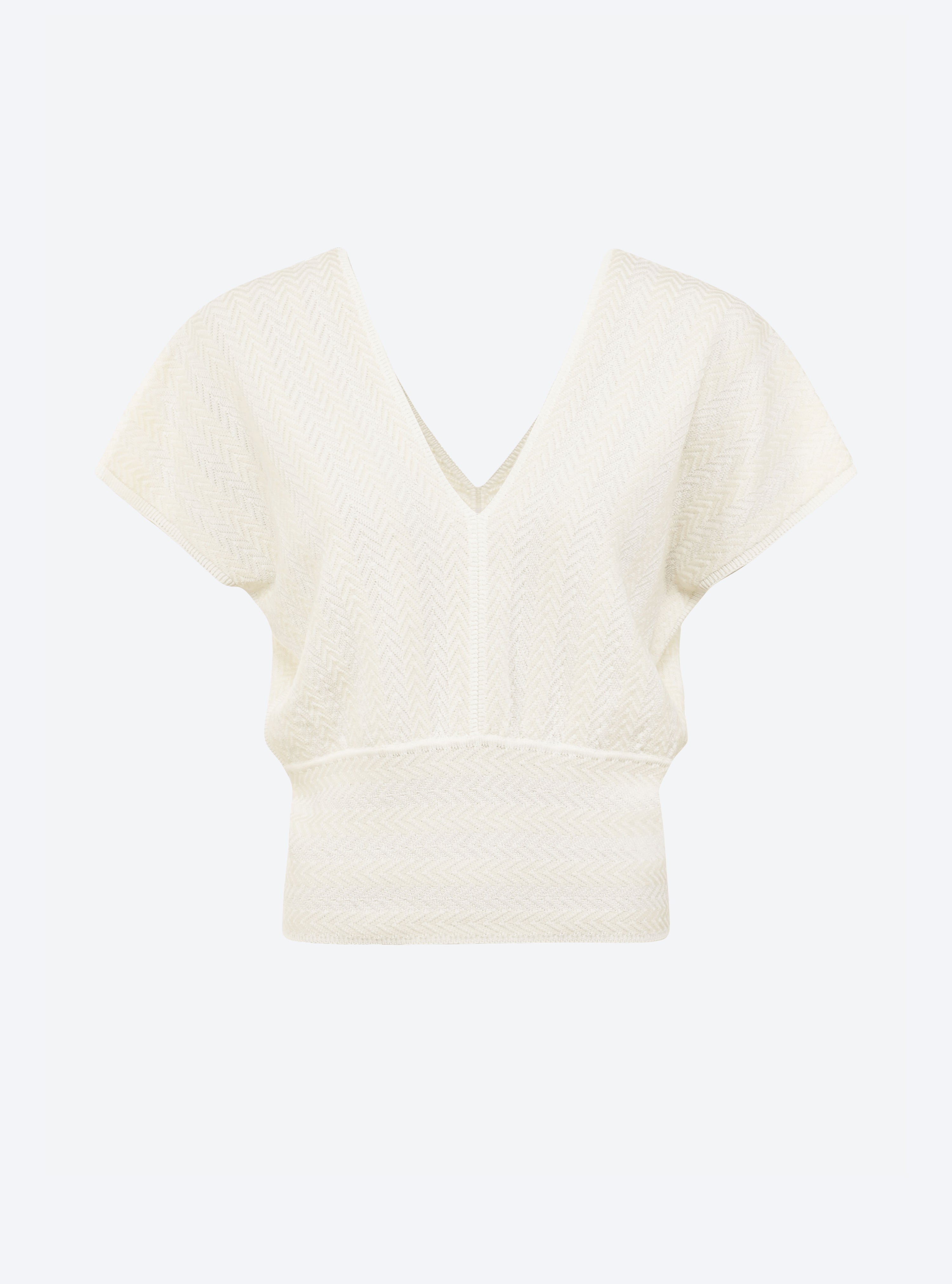 Top V maille chevron molli naturel - Molli