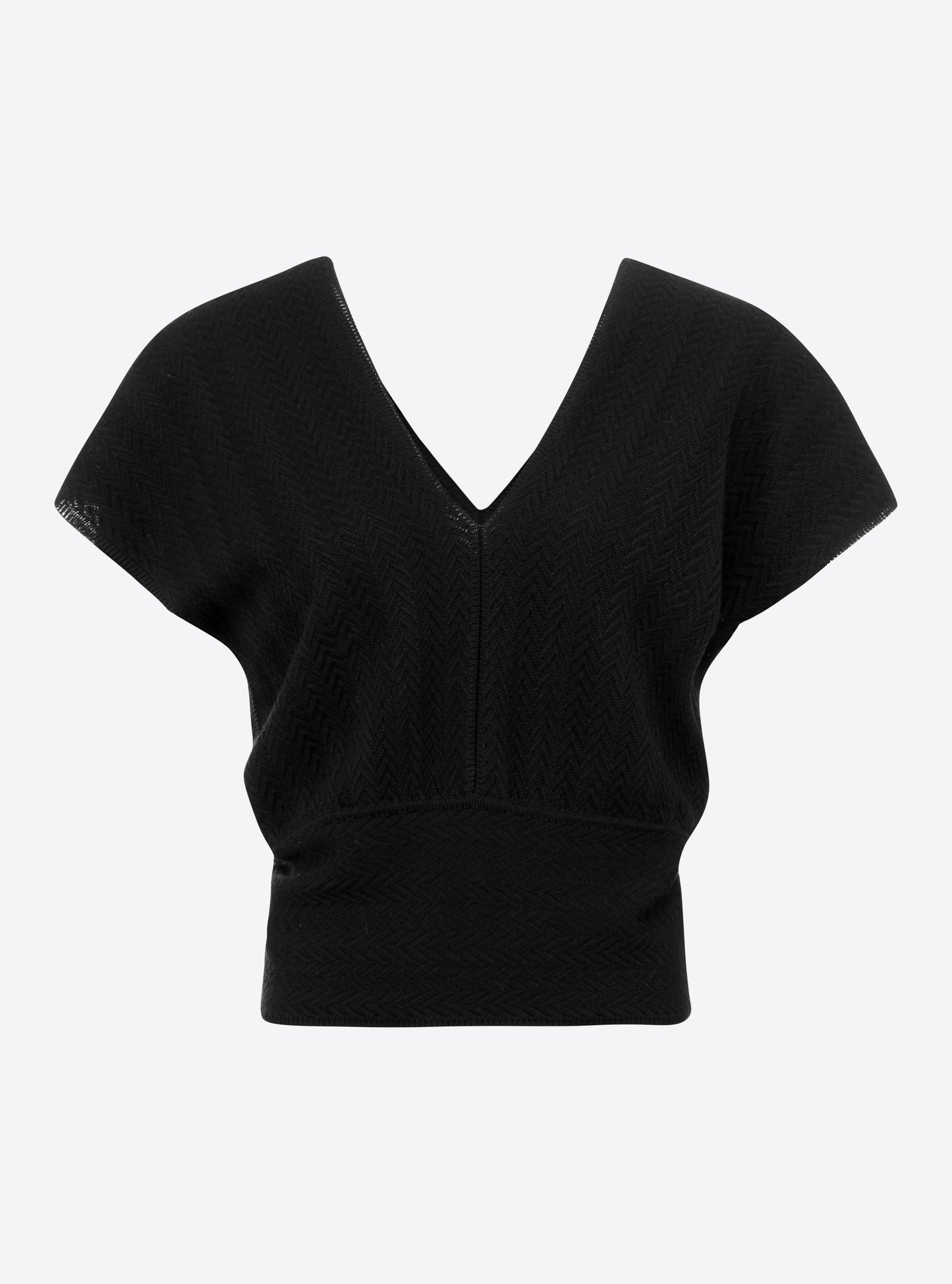 Top en maille de luxe Molli - Top V maille chevron molli noir profond