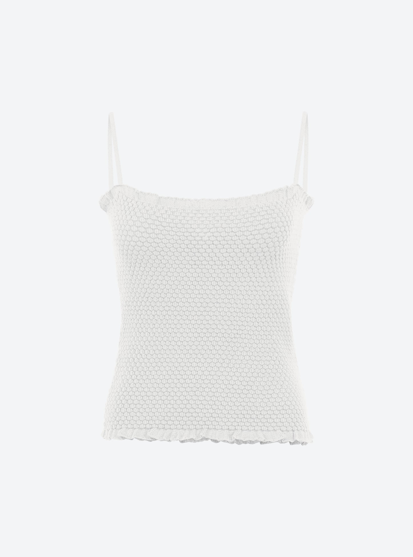 Top en maille de luxe Molli - Top bretelles maille smockée milk