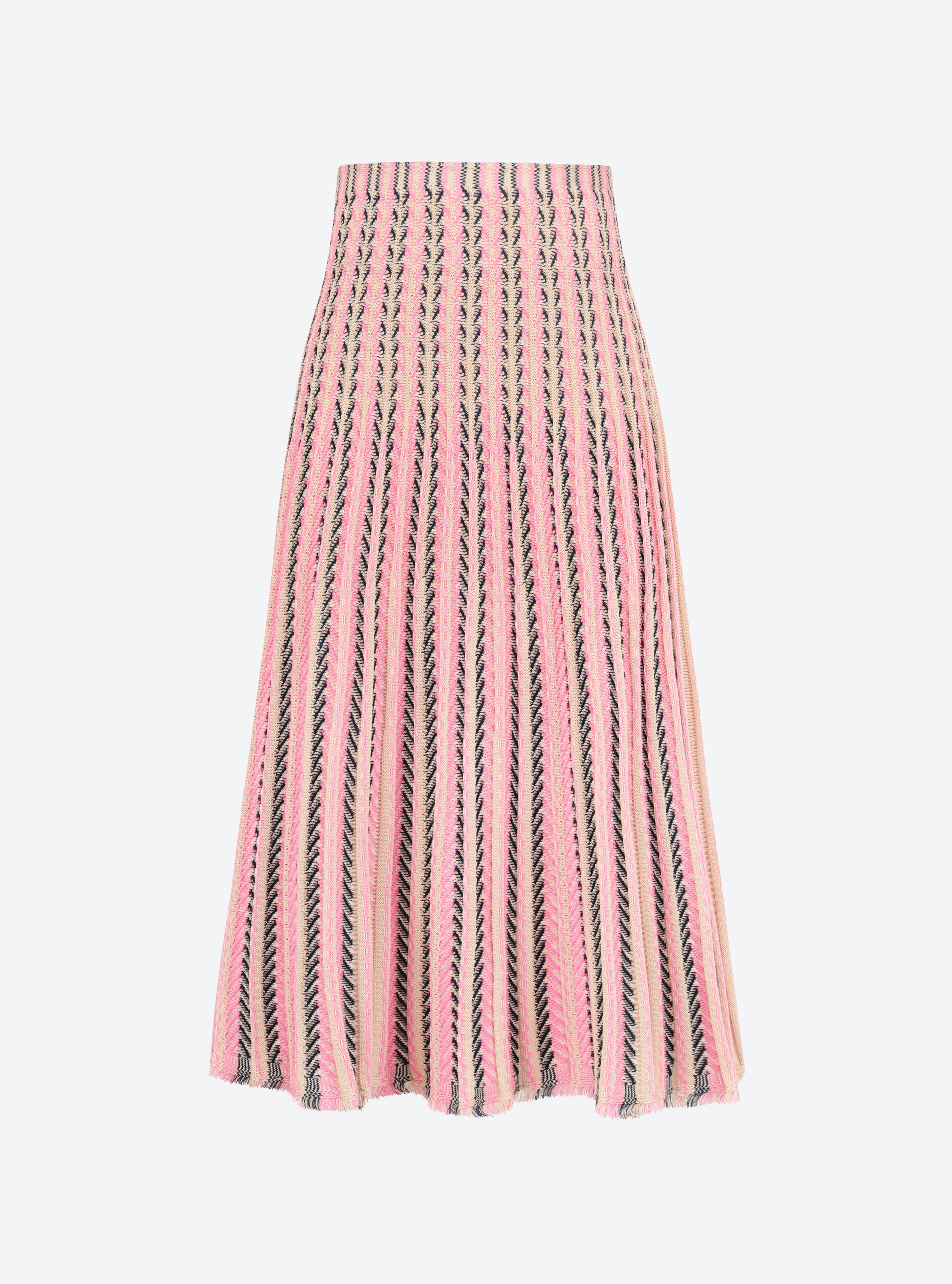 Jupe fluide maille chevron dune-blueberry-rose-fluo - Molli