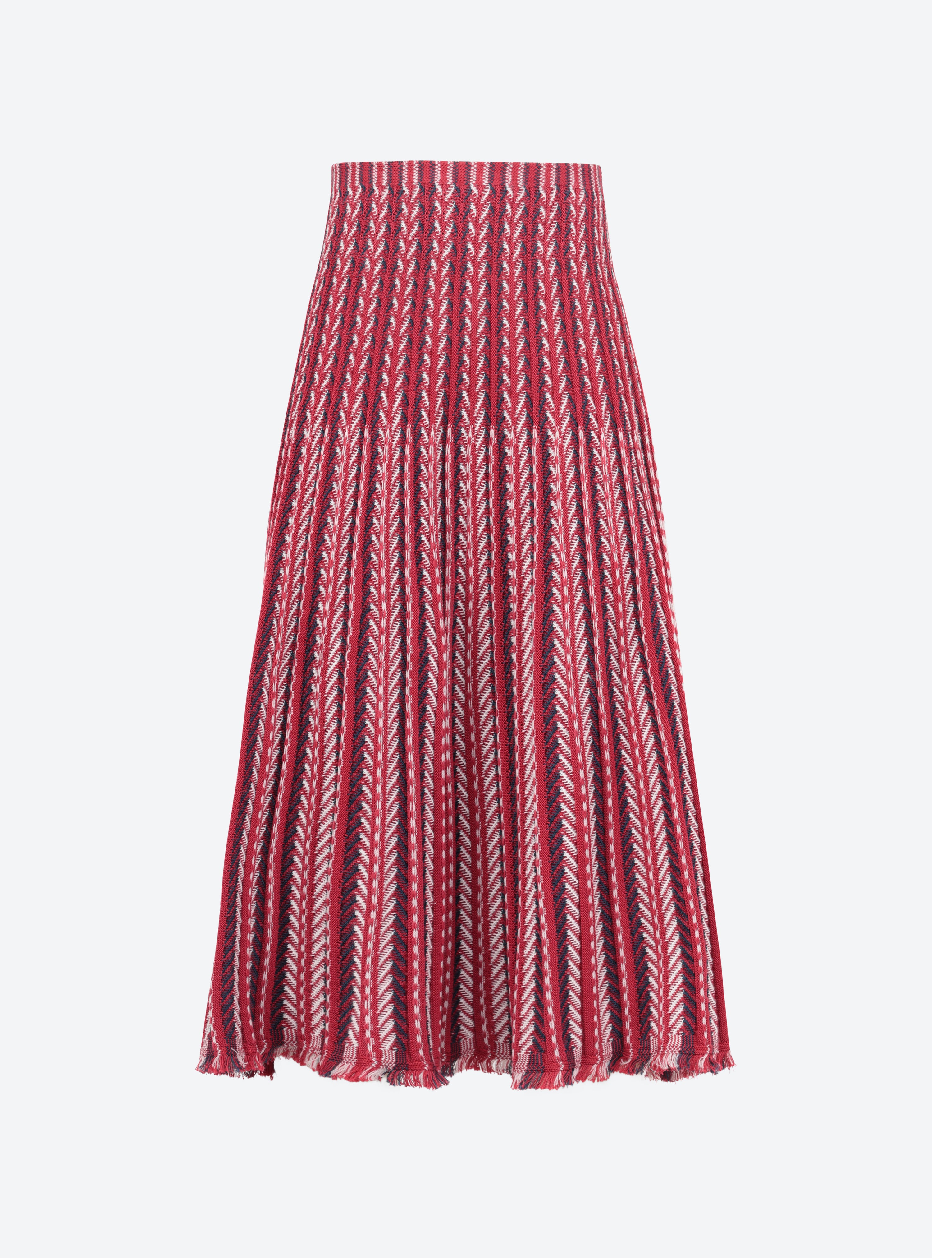 Jupe fluide maille chevron grenat-milk - Molli