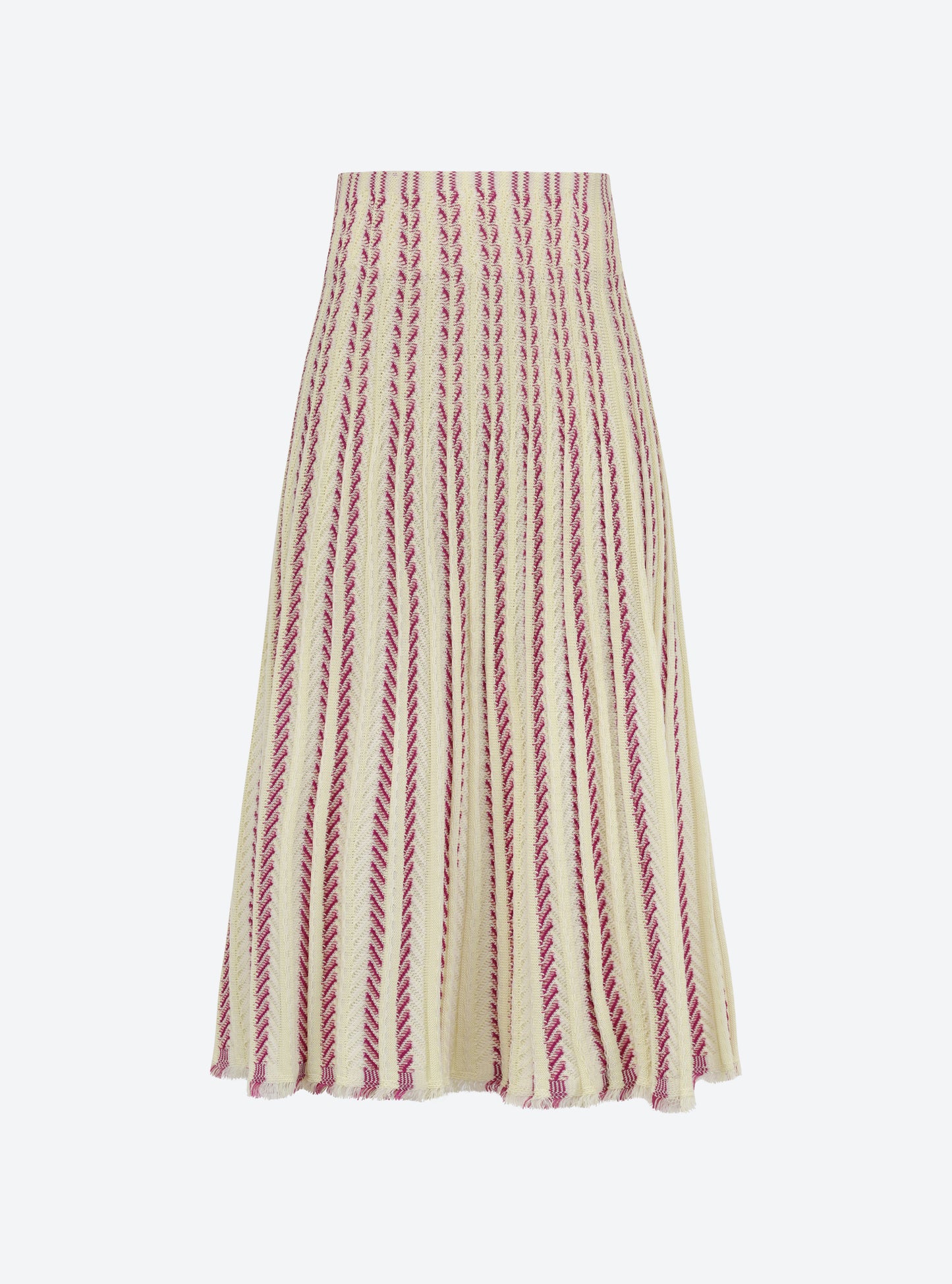 Jupe fluide maille chevron paille-bougainvillier-milk - Molli