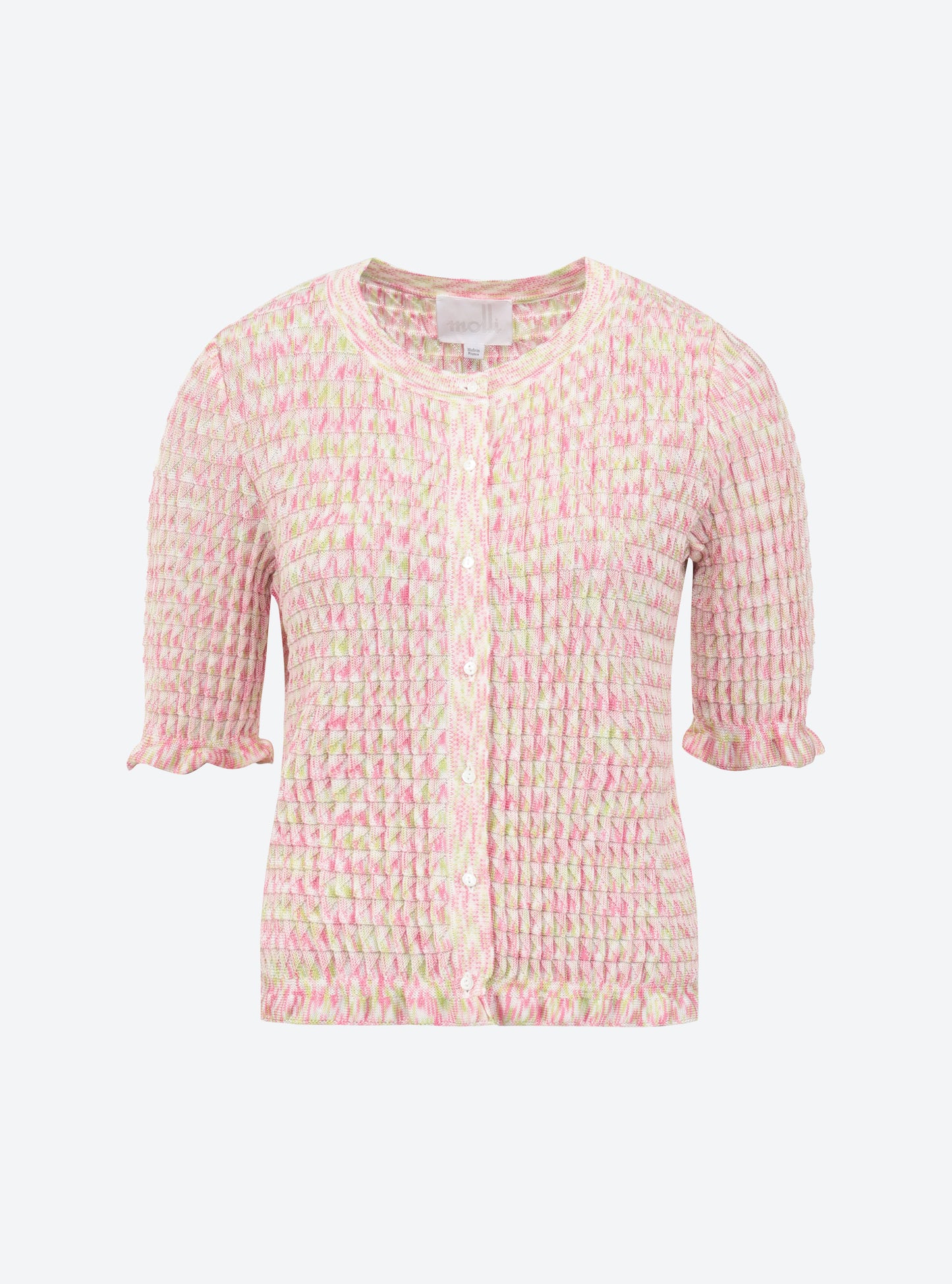 Cardigan en maille de luxe Molli - Cardigan maille origami naturel-multi-rose