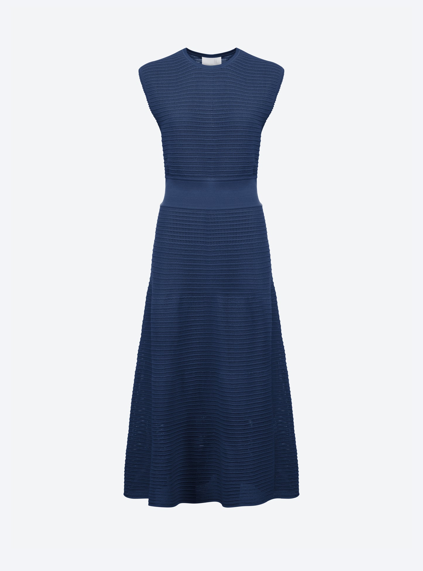 Robe longue en maille de luxe Molli - Robe longue maille pointelle bleu faïence 