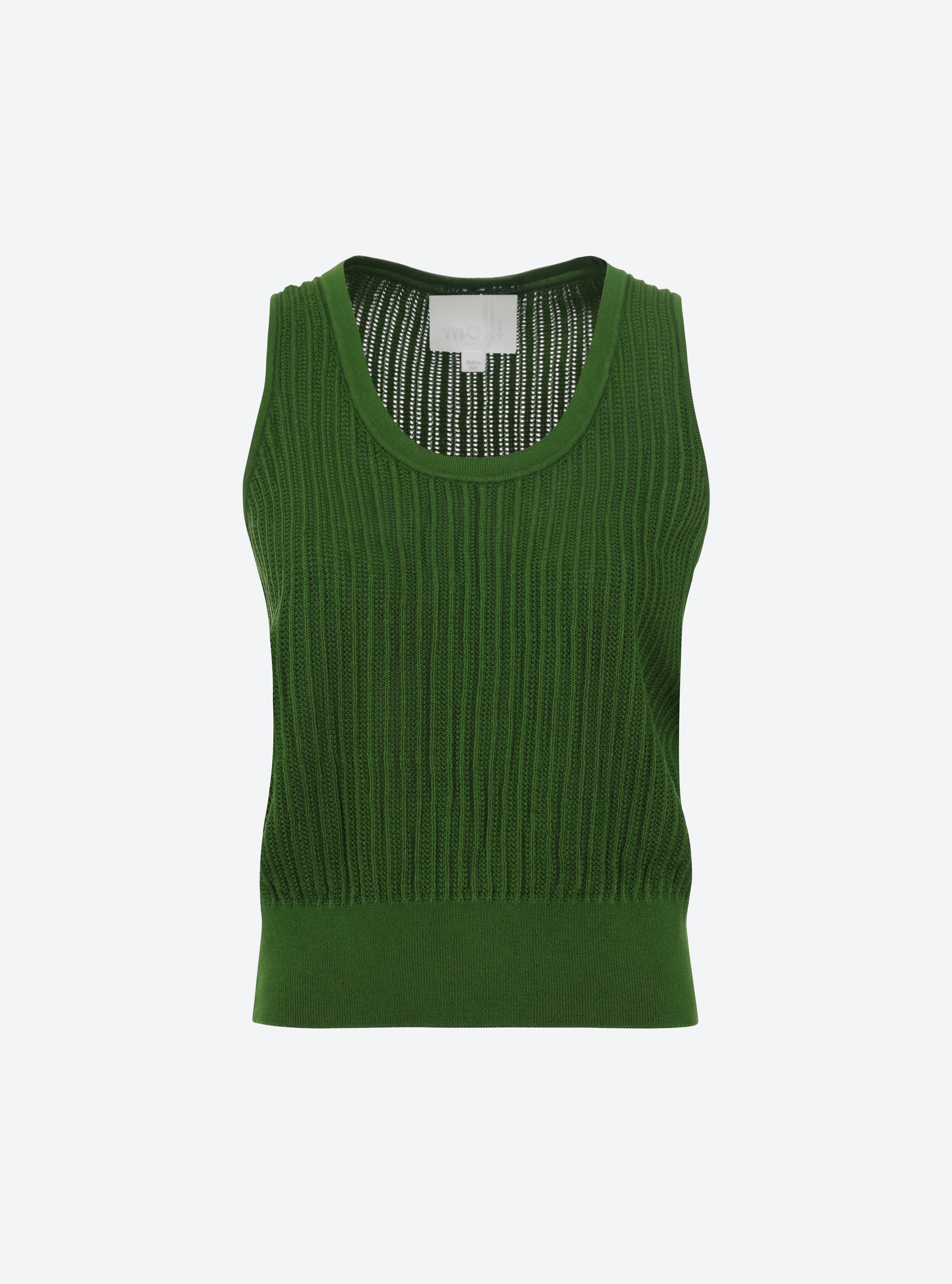 Débardeur en maille de luxe Molli - Débardeur maille pointelle matcha