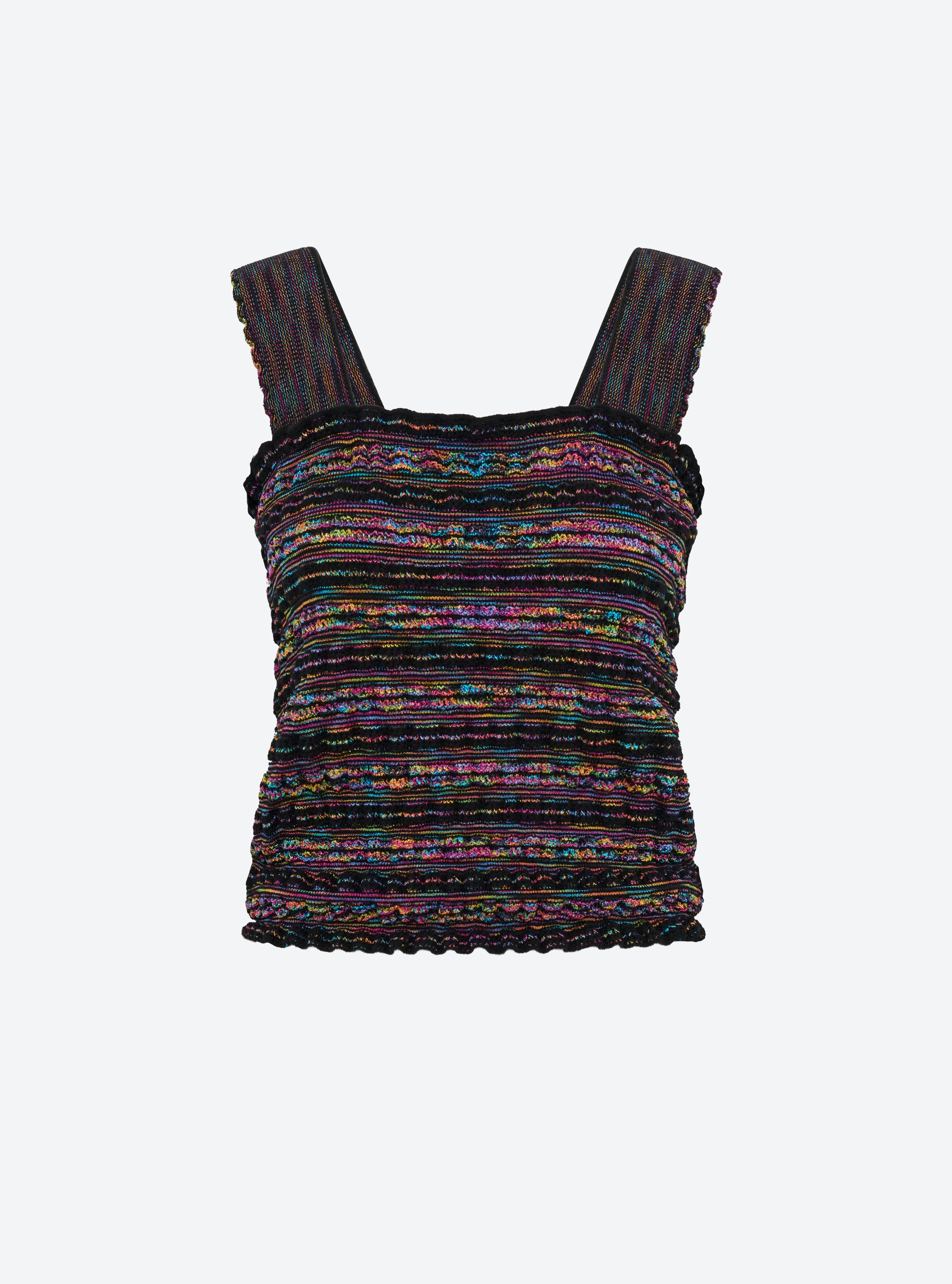 Top en maille de luxe Molli - Top maille gaufrée noir profond-arlequin