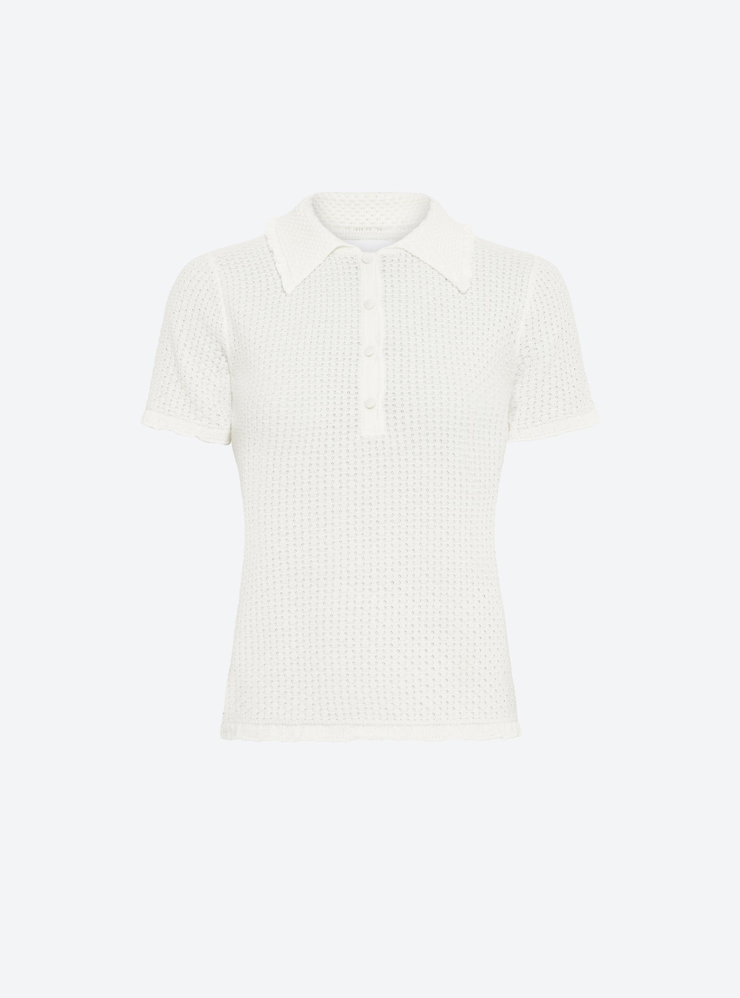 Polo en maille de luxe Molli - Polo fin col volanté milk