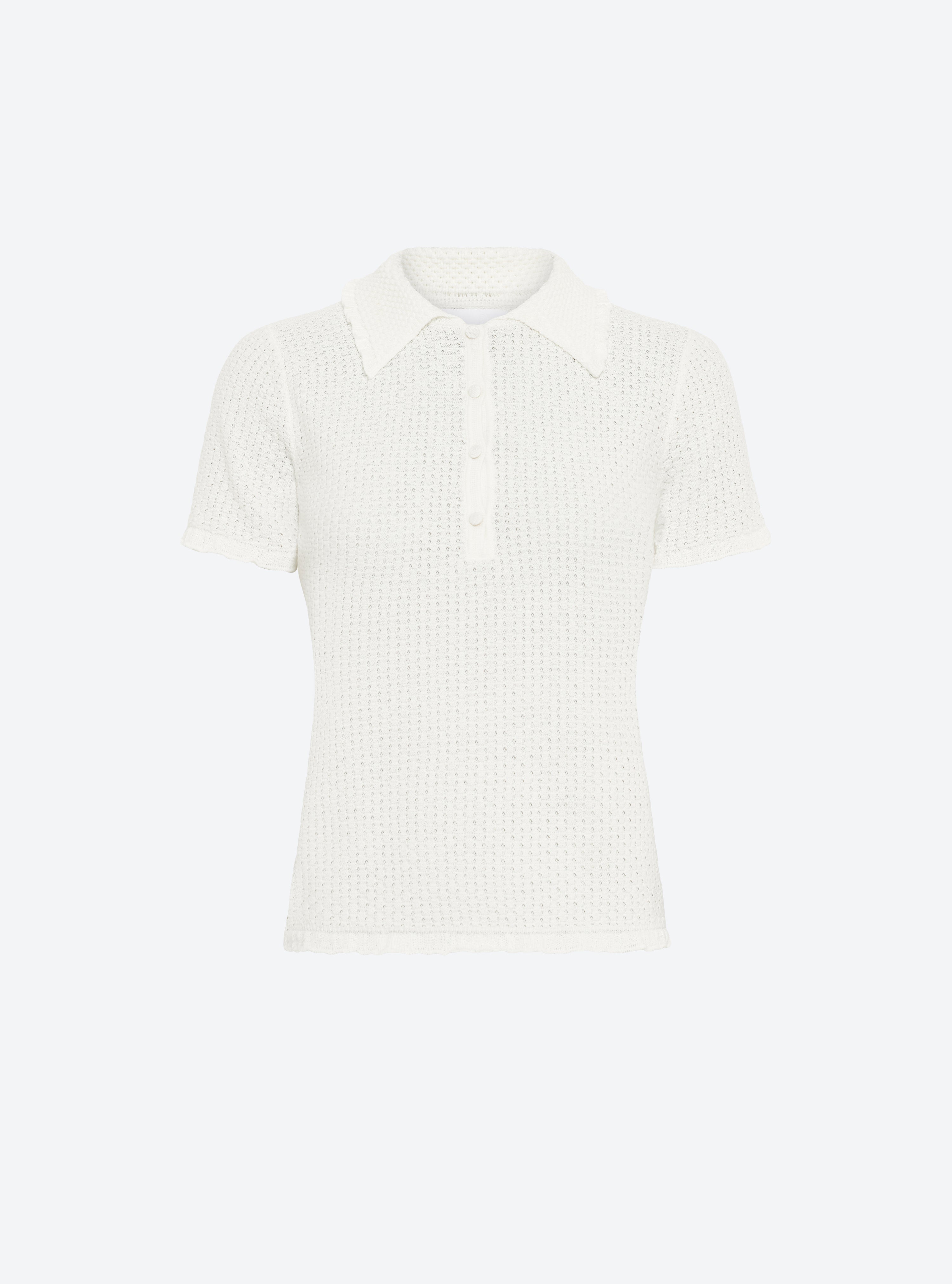 Polo en maille de luxe Molli - Polo fin col volanté milk