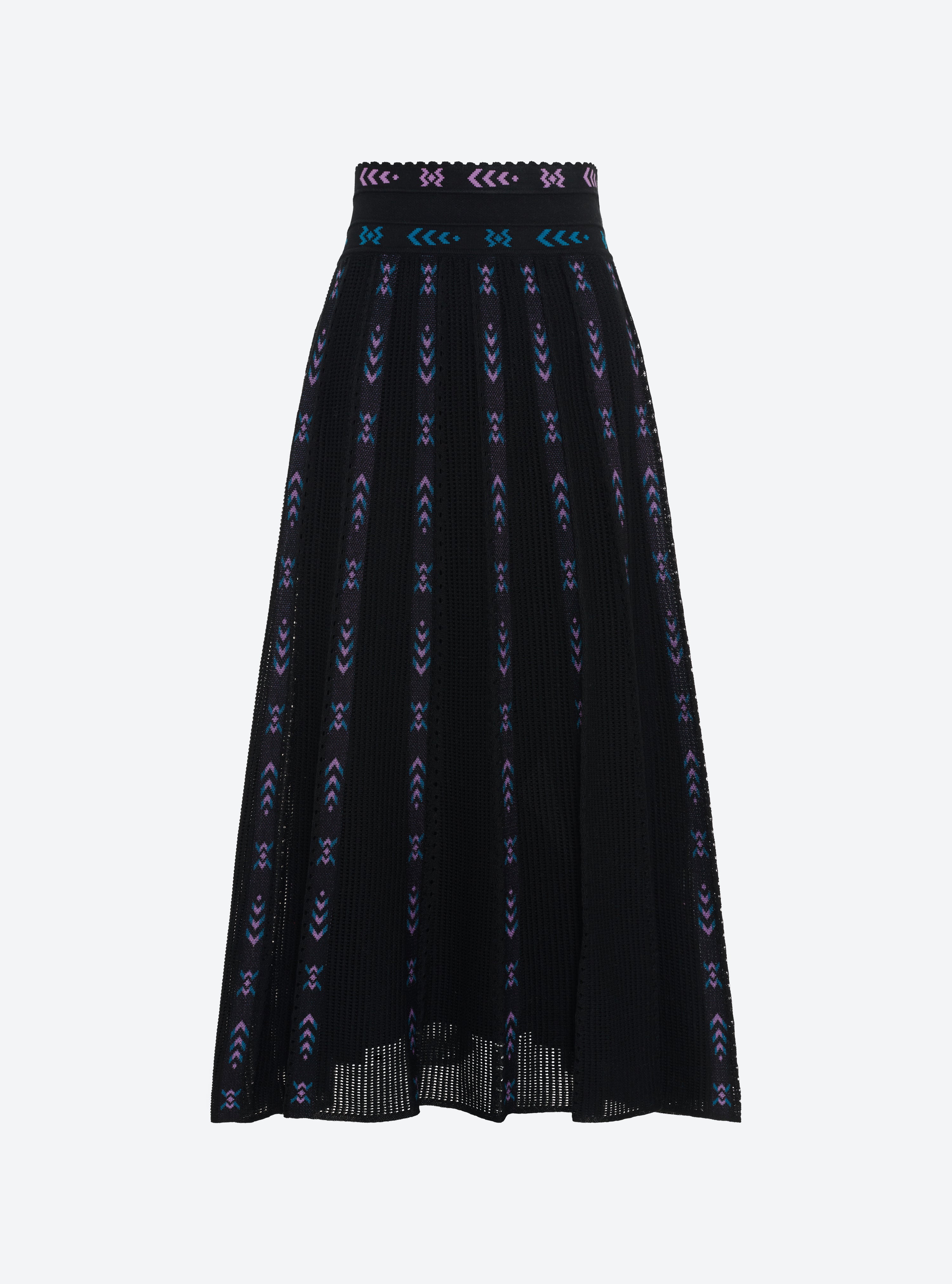 Jupe longue maille ikat noir profond-multi - Molli