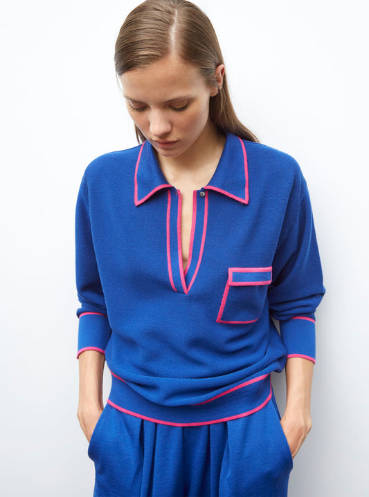 chemise maille col gansé