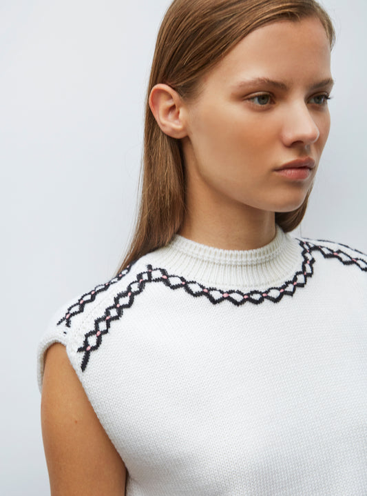 hand-embroidered knit top