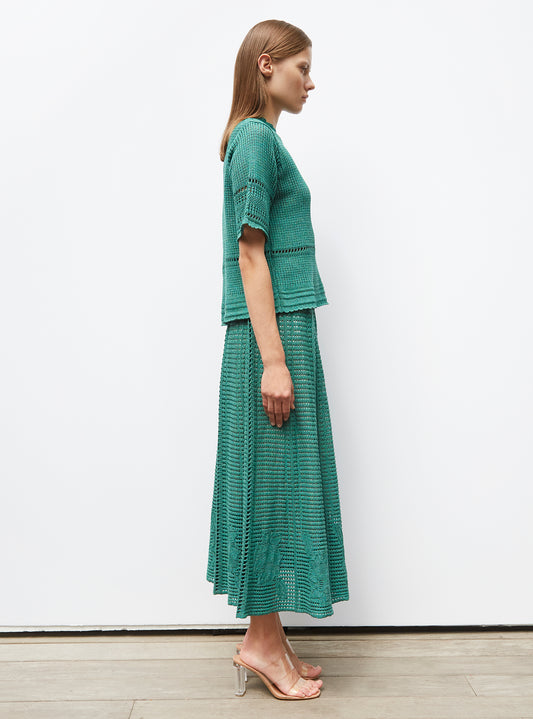 openworked wicker-knit skirt