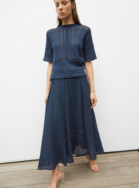 skirt in openworked wicker knit