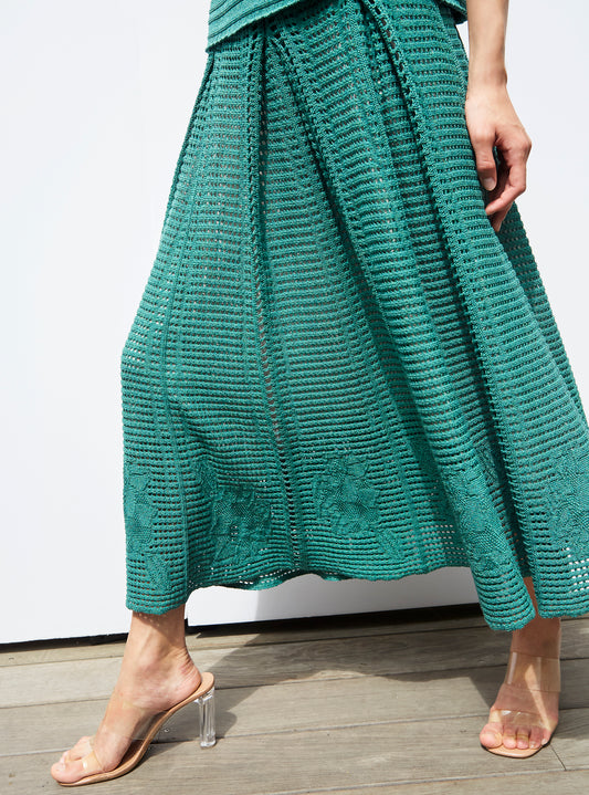 openworked wicker-knit skirt