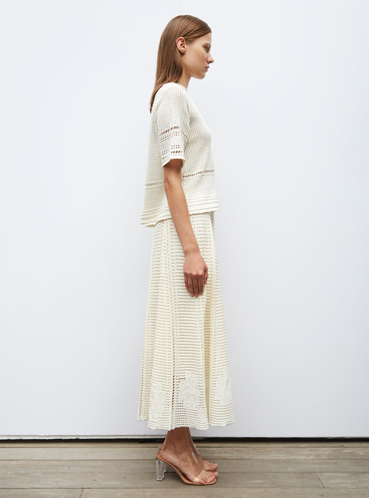 skirt in openworked wicker knit