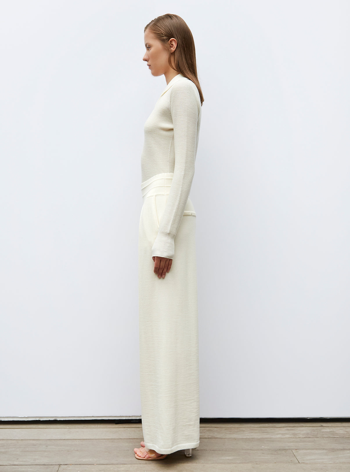 Pantalon fluide en maille naturel - Pantalons de luxe