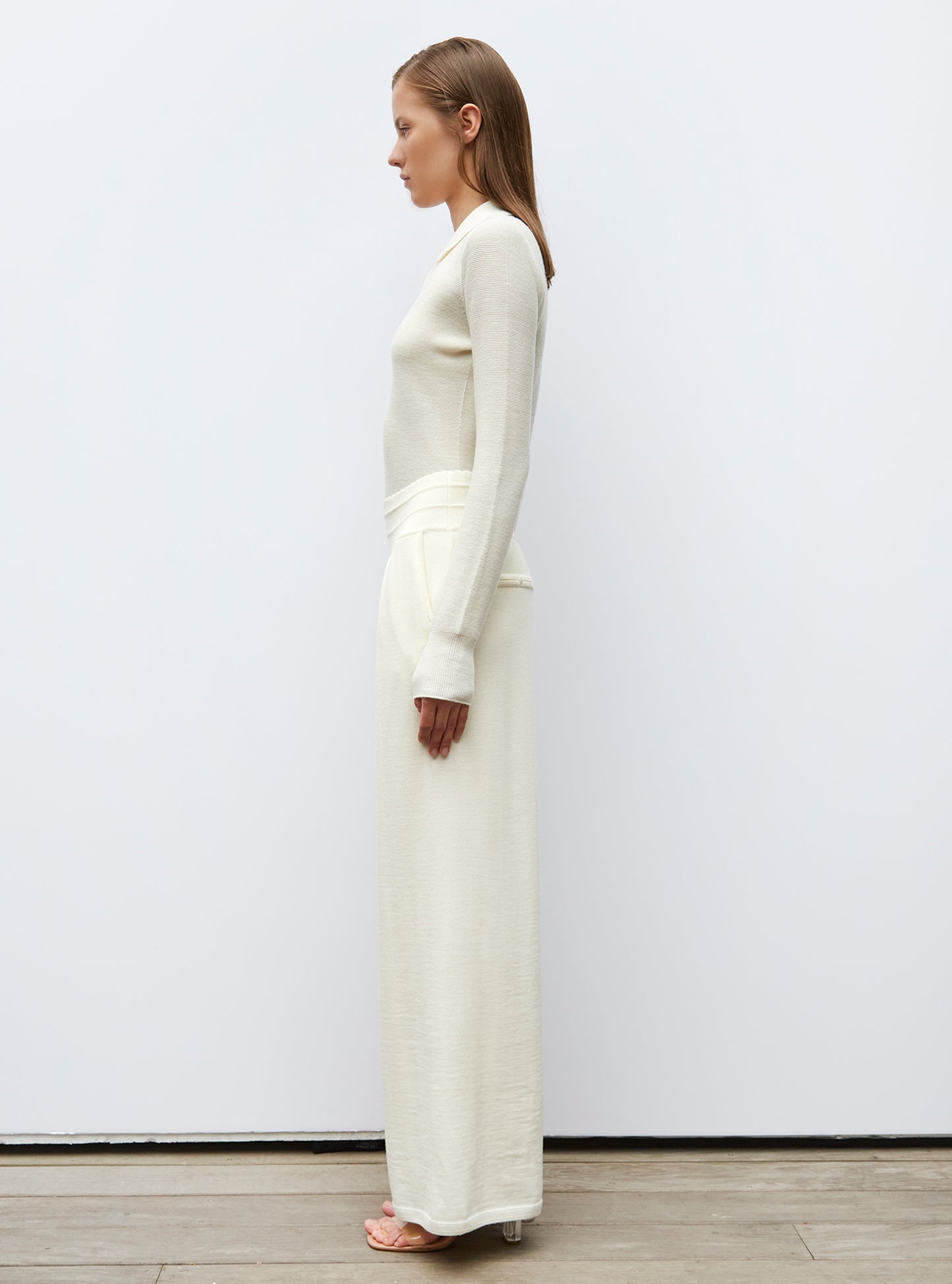 Pantalon fluide en maille naturel - Pantalons de luxe