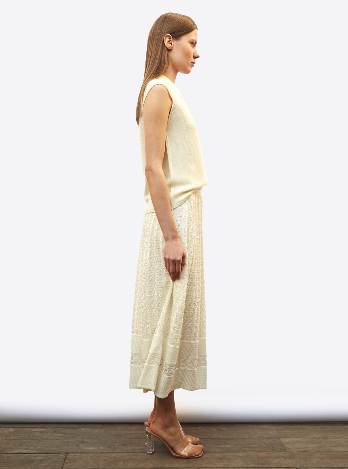 Jupe fluide papier marbre Naturel - Vêtement de luxe femme