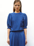 Top à détails en maille smockée bleu roi - Vêtement de luxe femme
