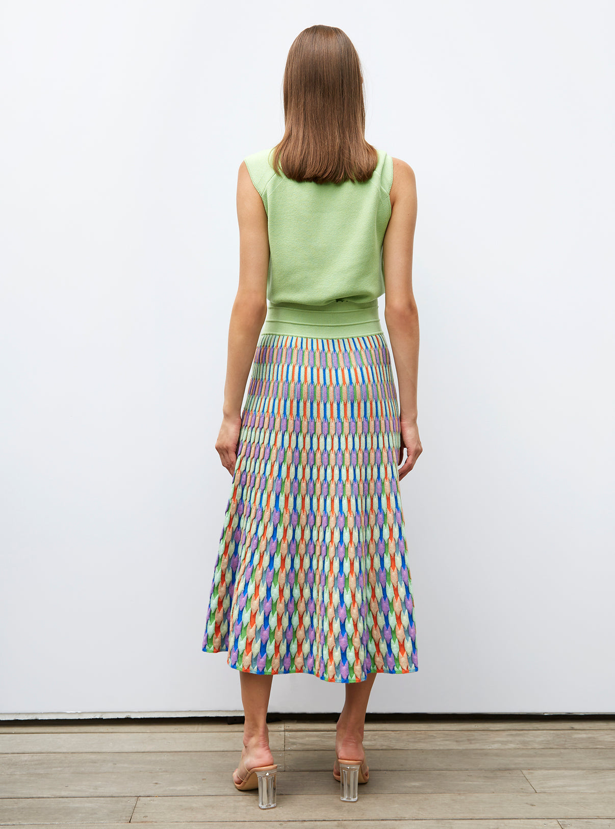Jupe en maille zellige multicolore - Vêtement de luxe femme